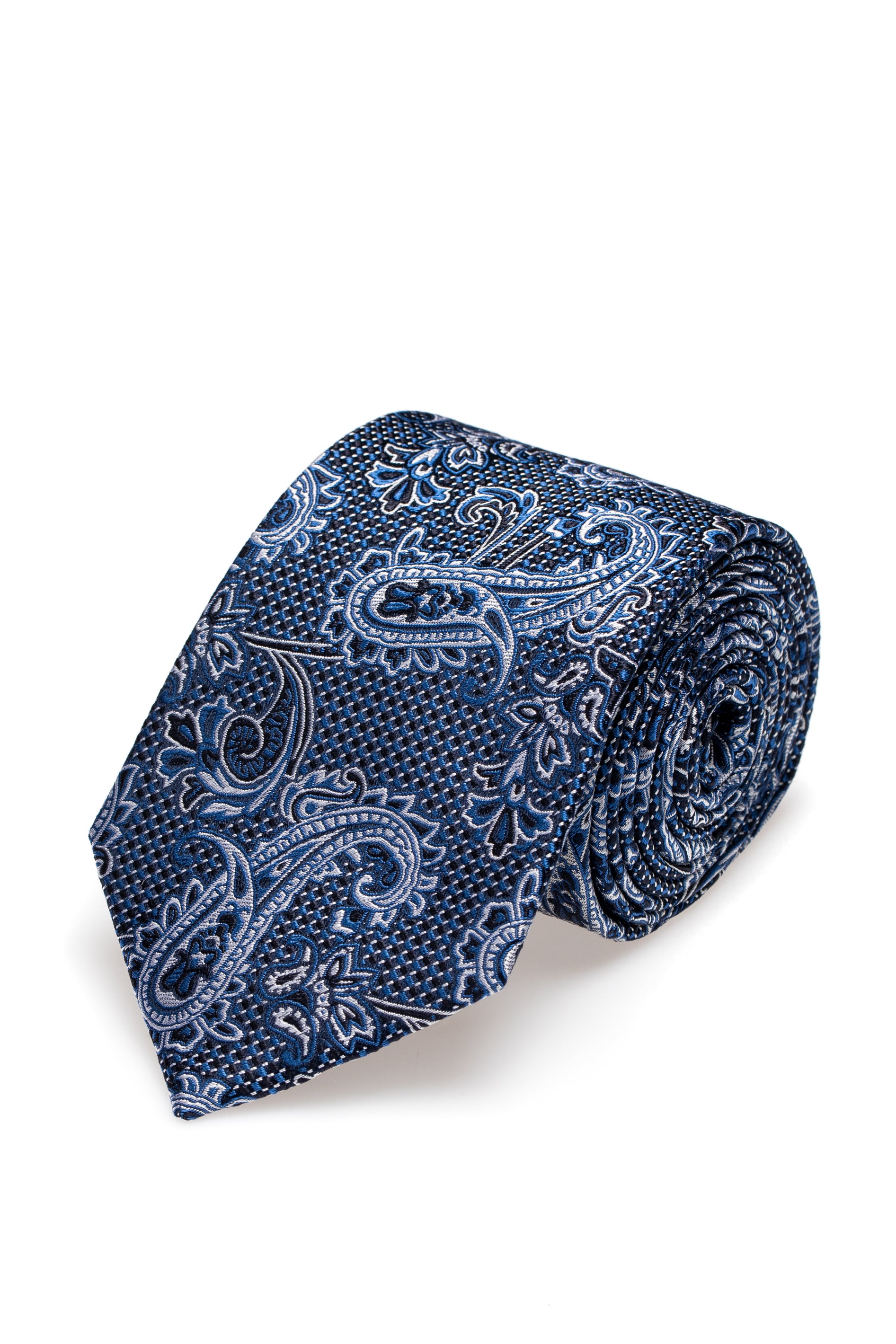 Blue paisley silk tie