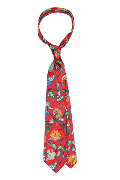 Red floral paisley silk tie