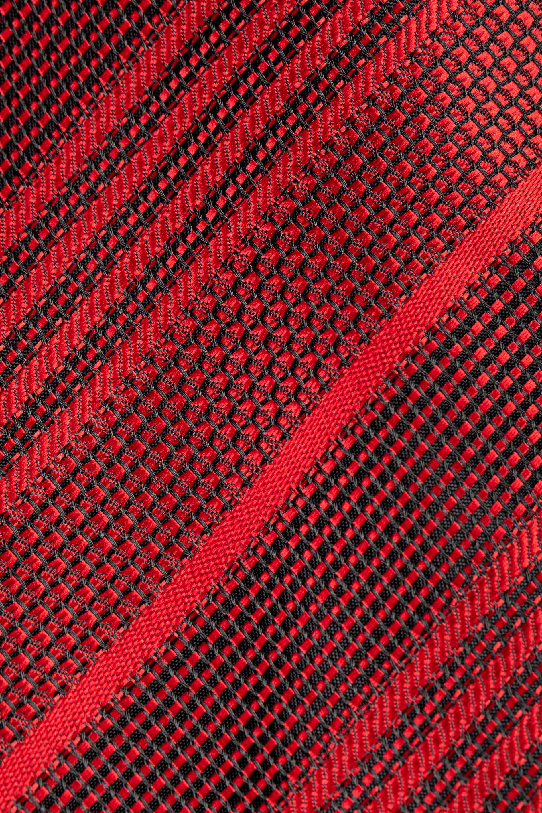 Red silk tie with texture and stripes