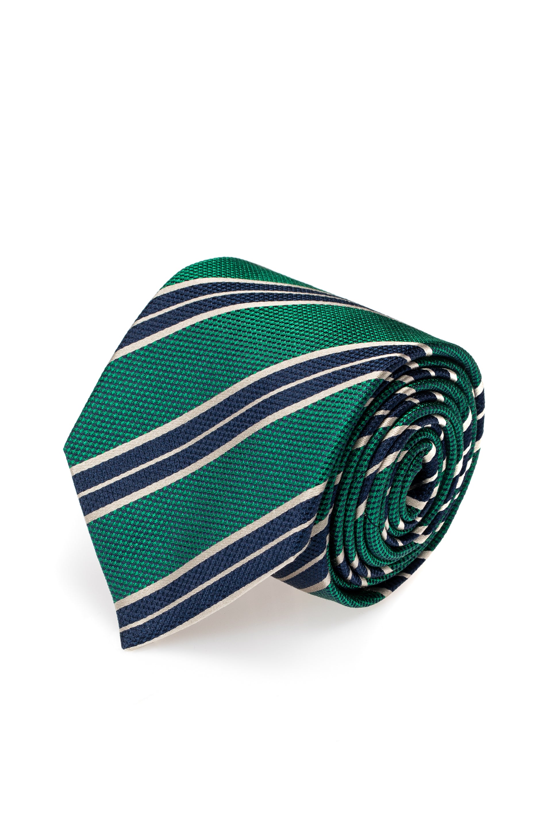 Cravatta in seta verde con righe