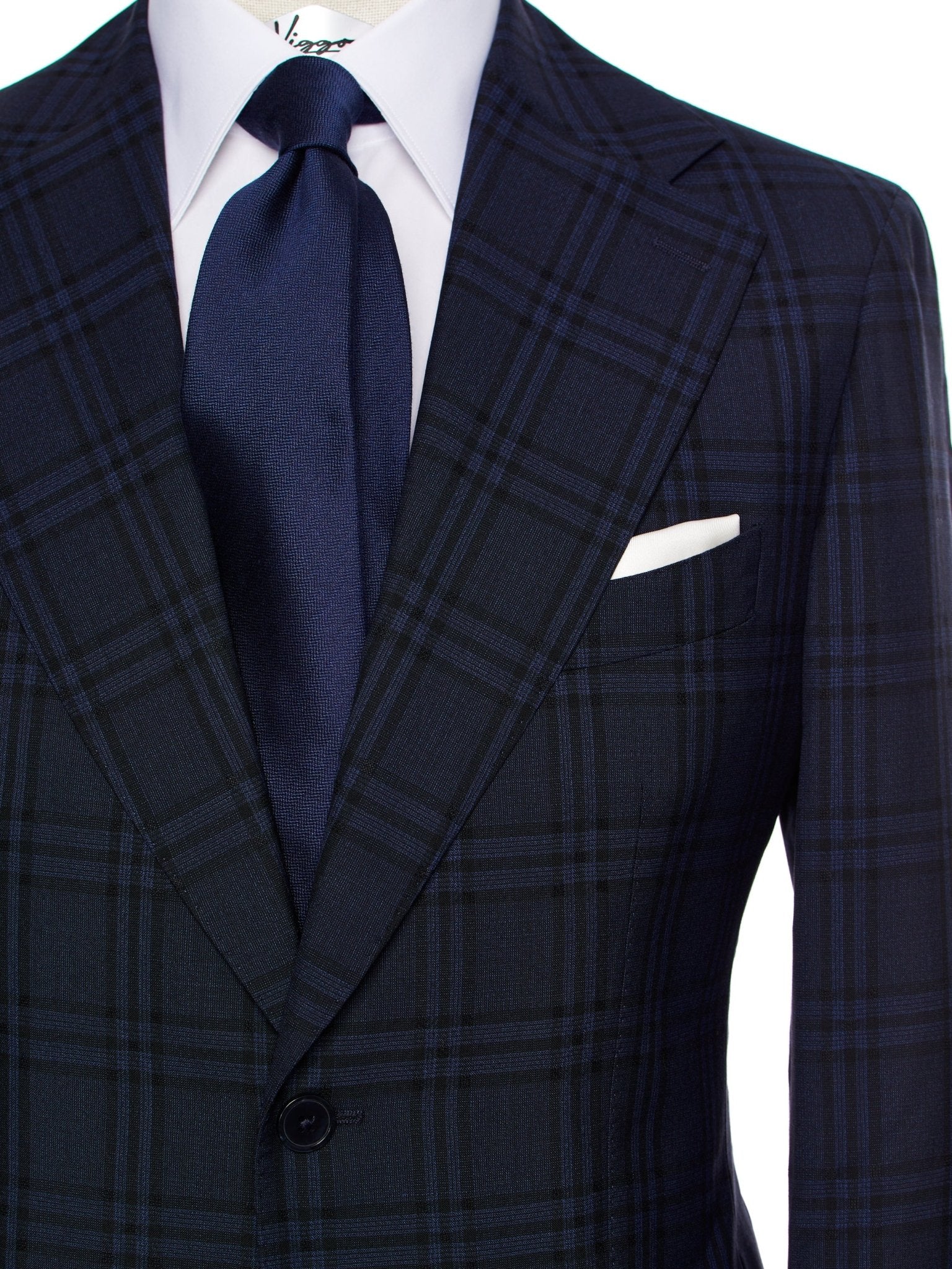 Costum tesatura Vitale Barberis, carouri navy, tailored fit - Viggo