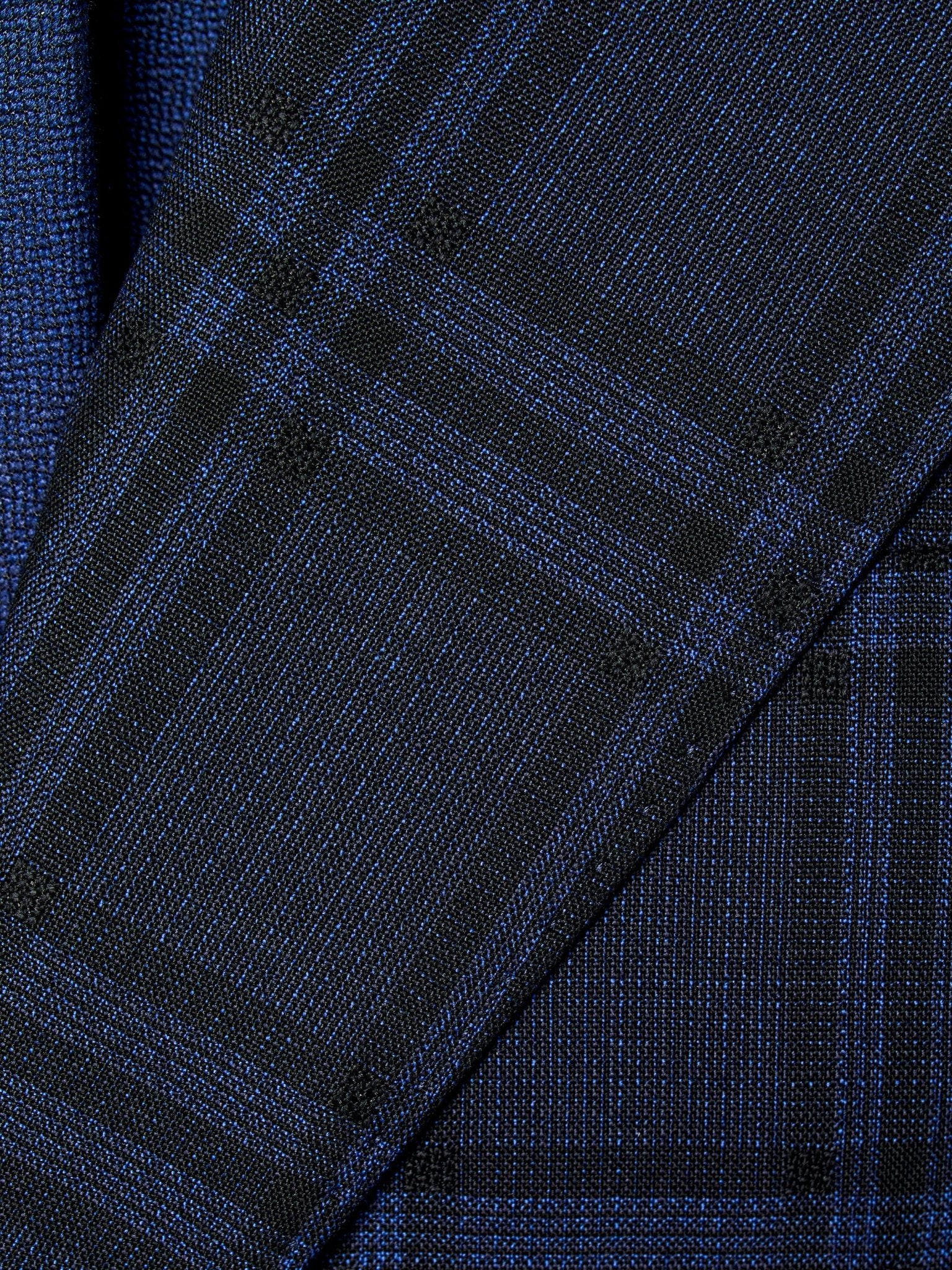 Costum tesatura Vitale Barberis, carouri navy, tailored fit - Viggo