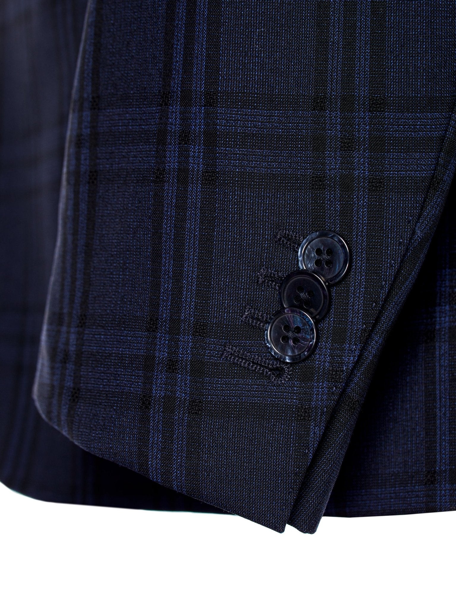 Costum tesatura Vitale Barberis, carouri navy, tailored fit - Viggo