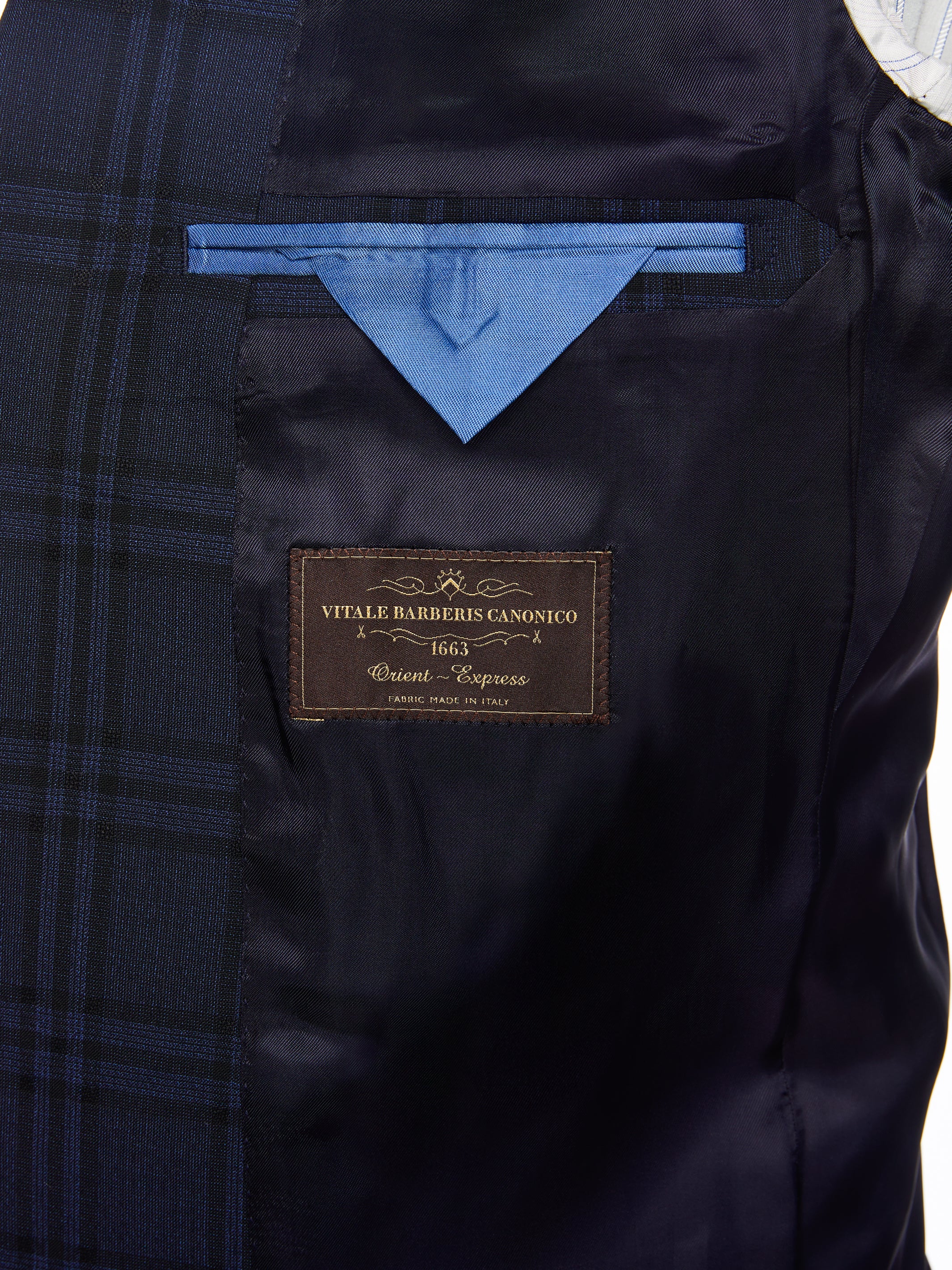 Costum tesatura Vitale Barberis, carouri navy, tailored fit