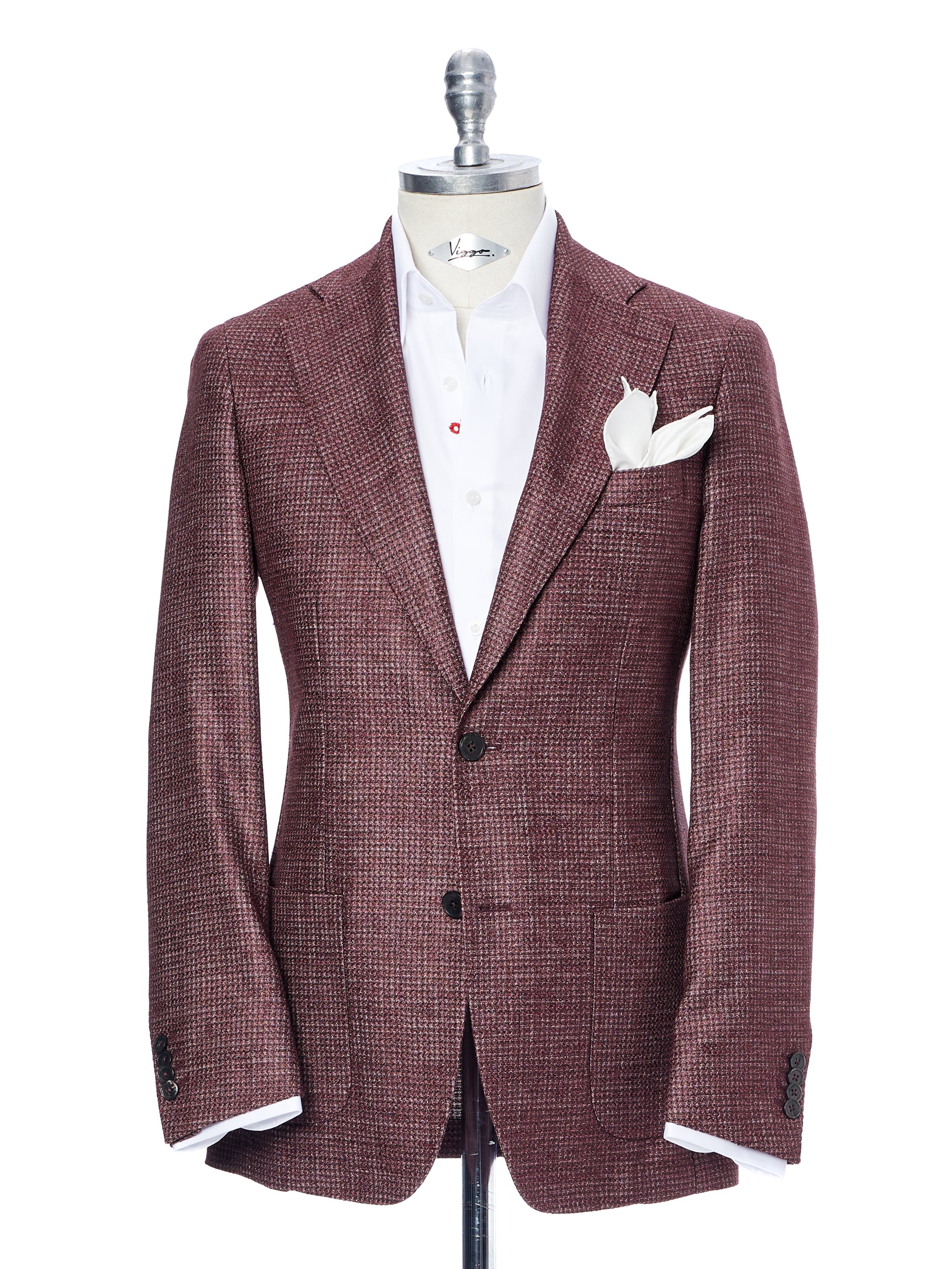 Brown jacket with burgundy inserts