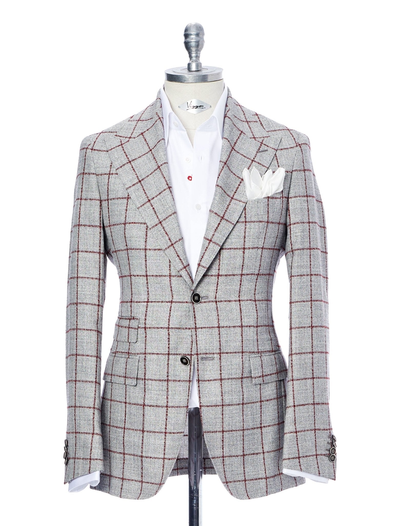 Sacou gri in carouri bordeaux - Viggo