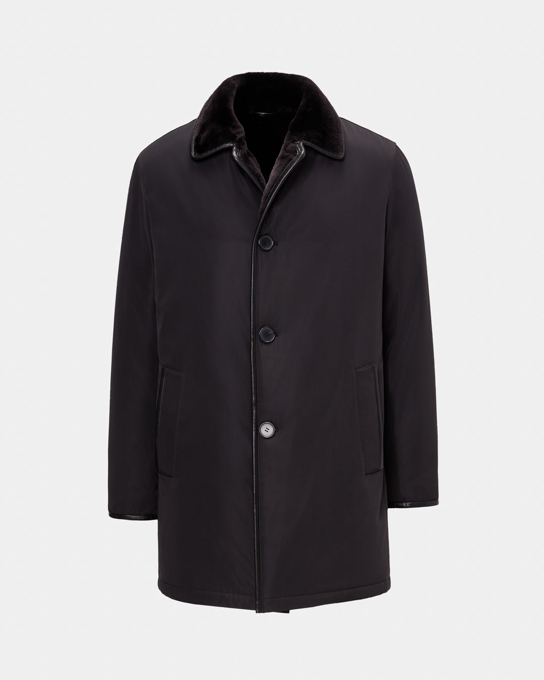 Palton negru cu interior shearling