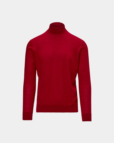 Red 16 GG merino wool high neck sweater