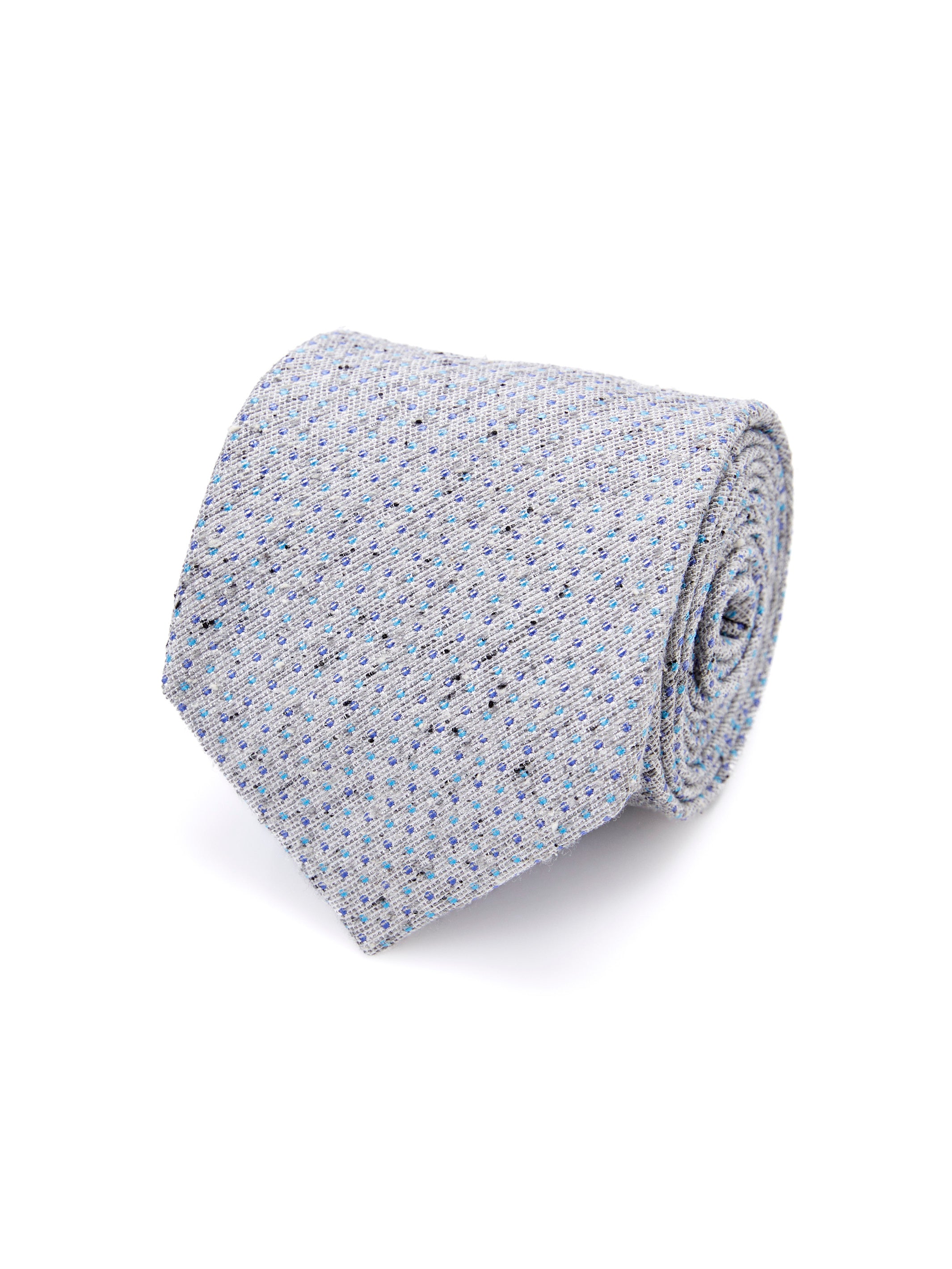 Light gray tie with polka dots