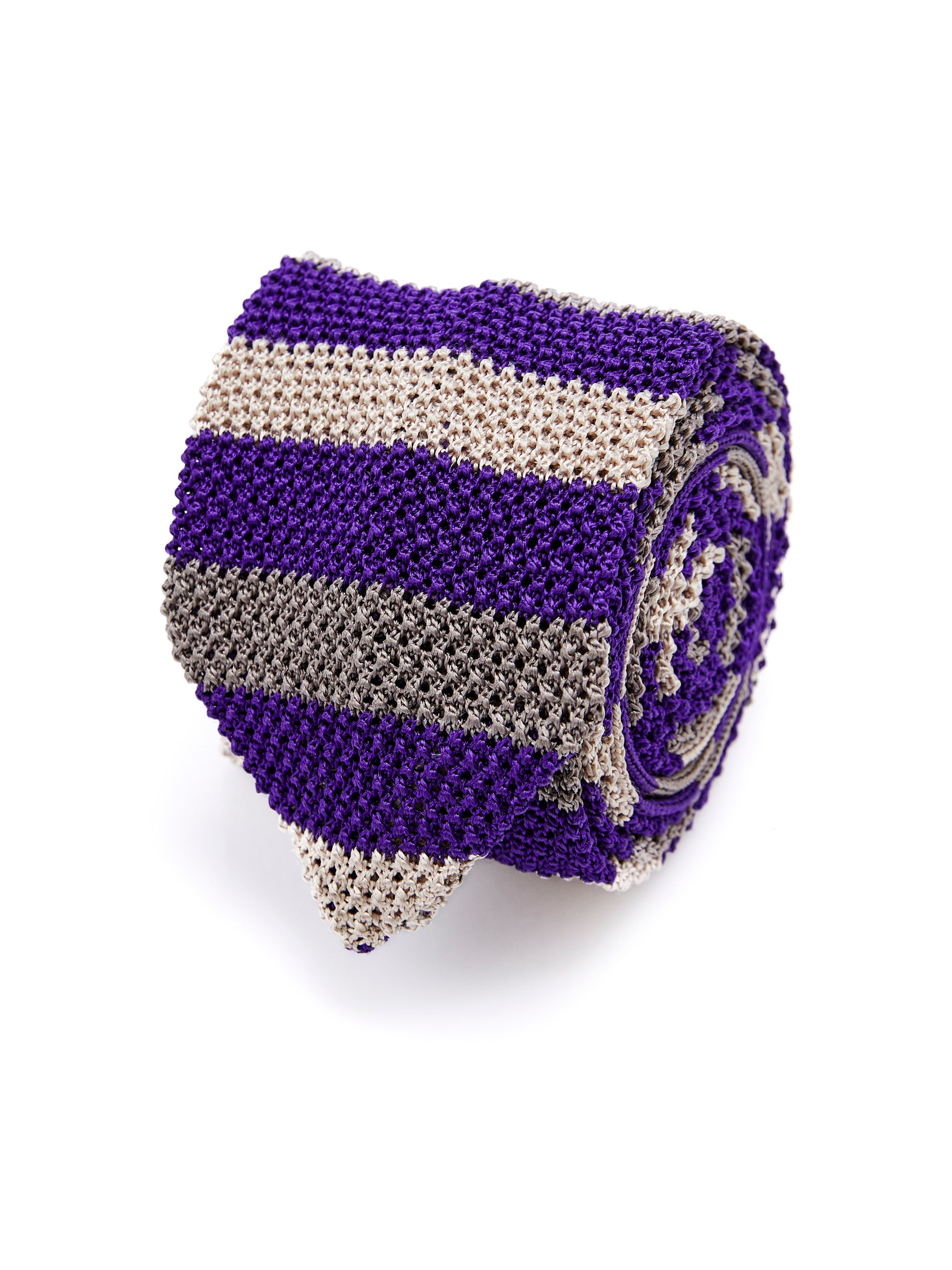 Purple knitted silk tie