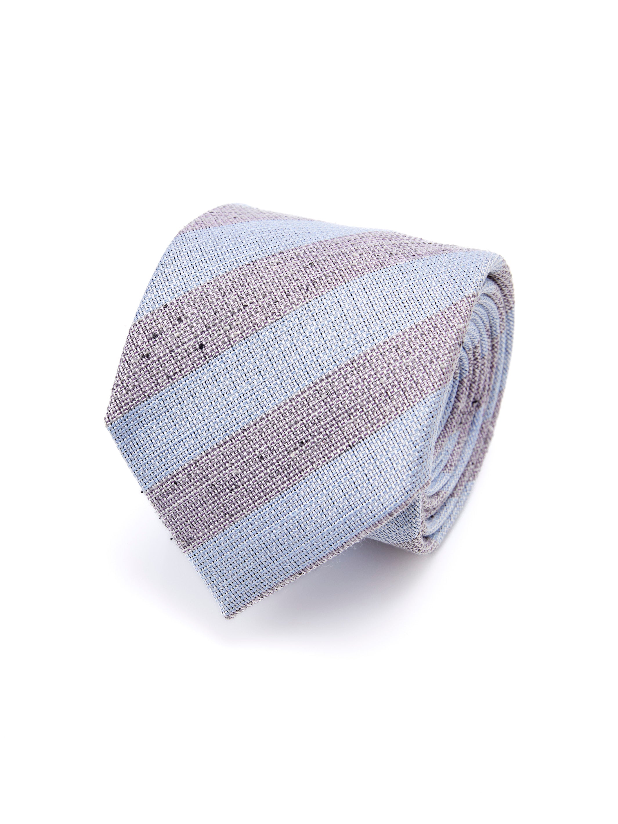 Silk tie with gray and blue stripes