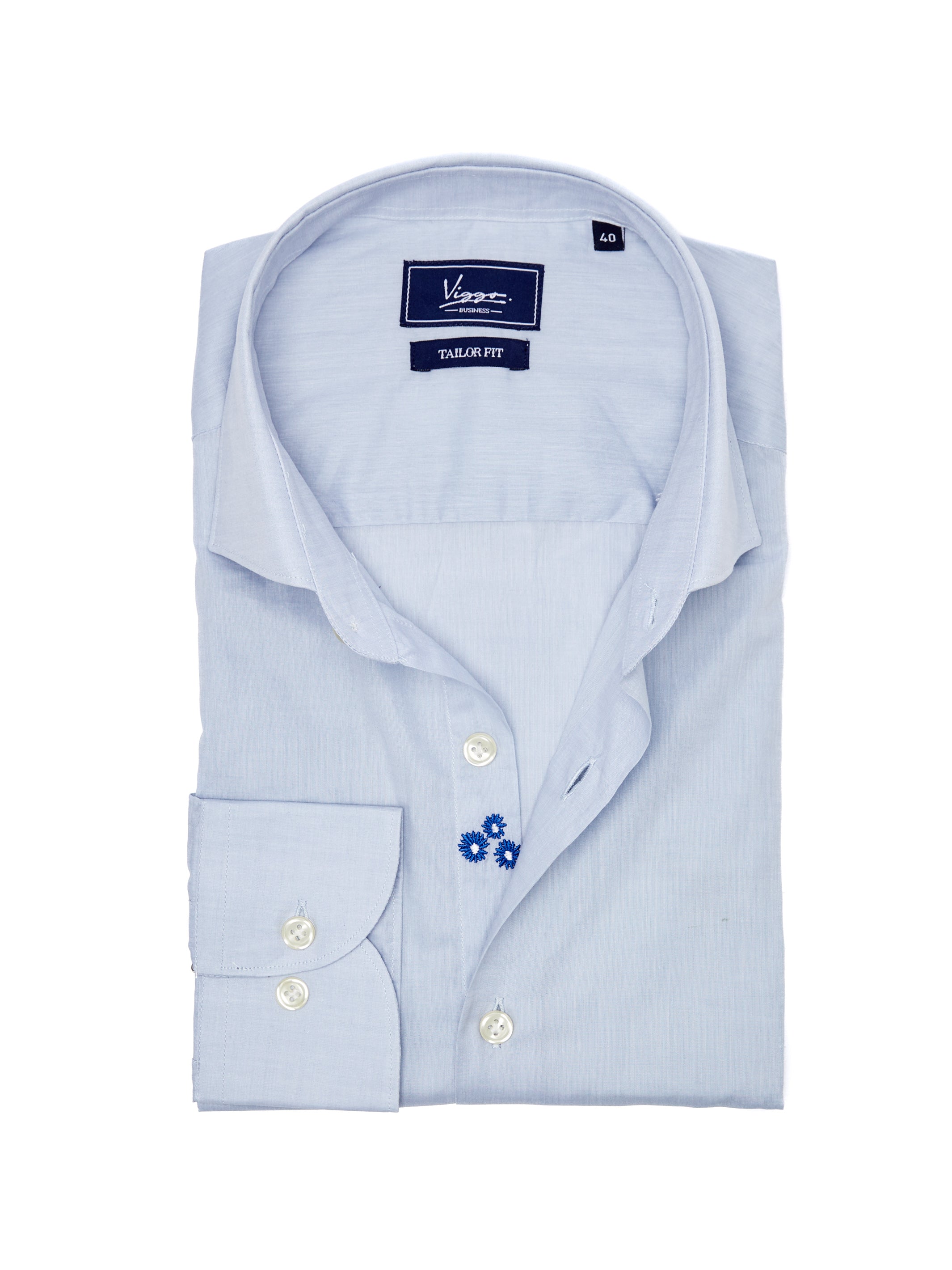 Camicia grigio chiaro con popcorn ricamati