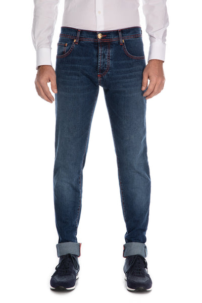 Slim fit pink blue jeans