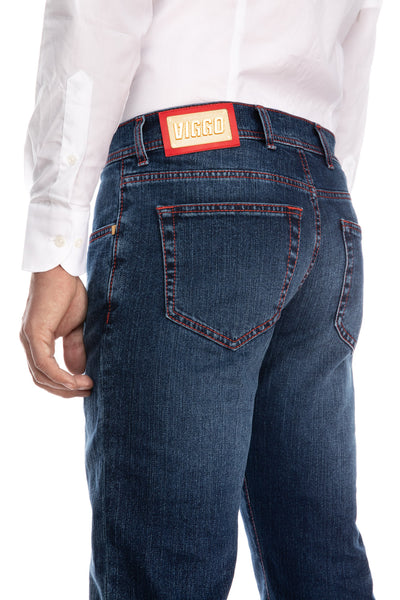 Slim fit pink blue jeans