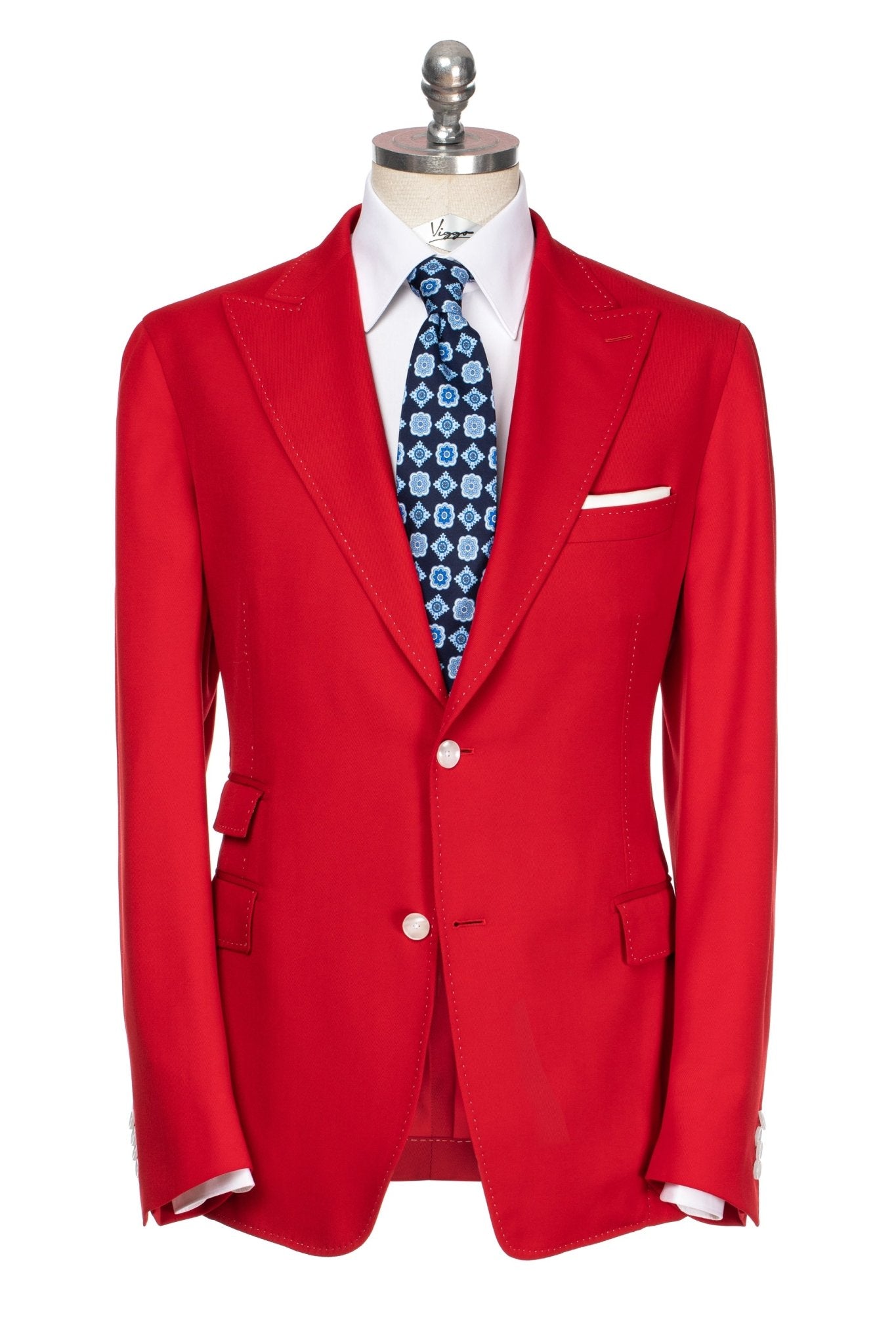 Cravata din matase navy cu design floral - Viggo