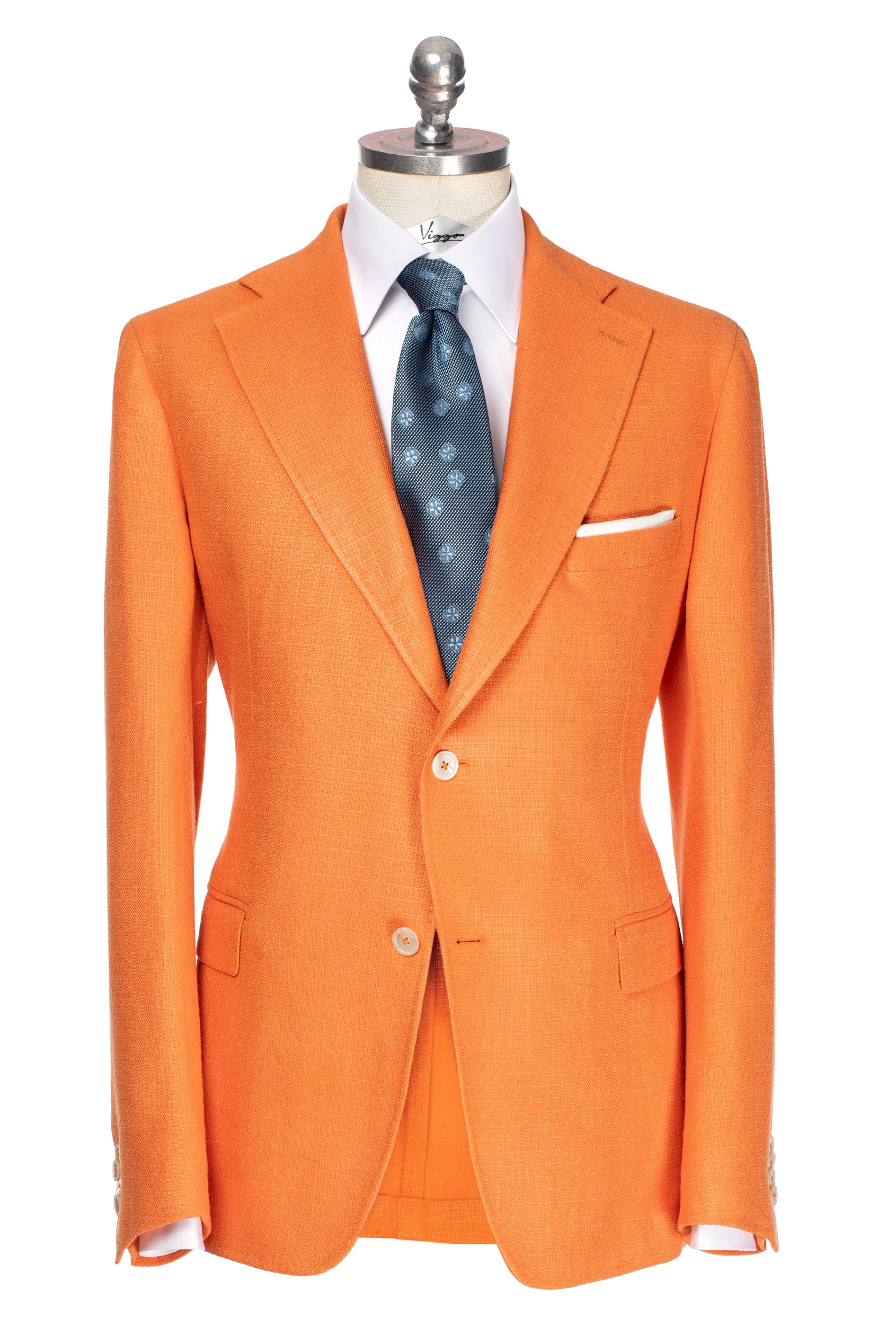 Orange jacket made of natural silk, slim fit