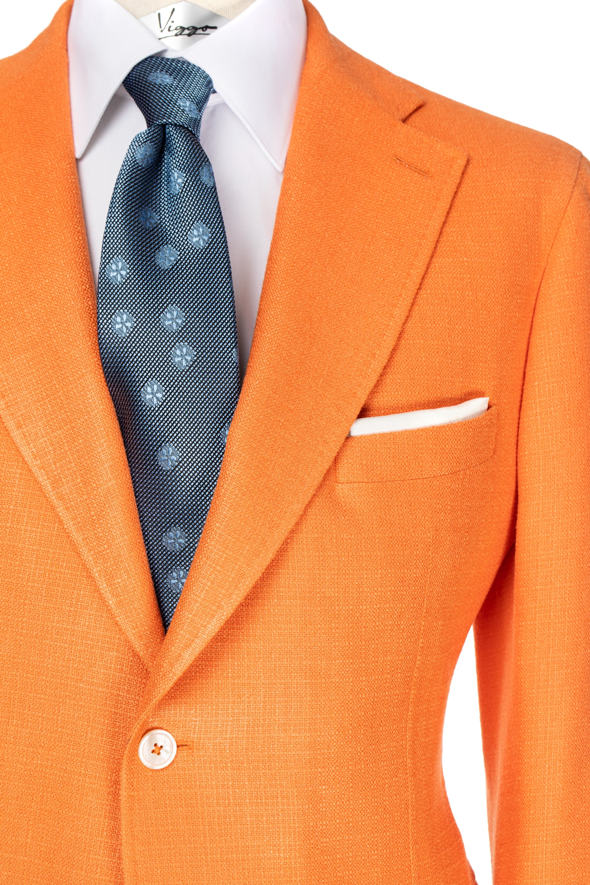 Sacou orange din matase naturala, slim fit