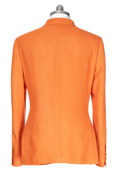 Sacou orange din matase naturala, slim fit