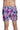 Swimming shorts with purple and green paisley print
