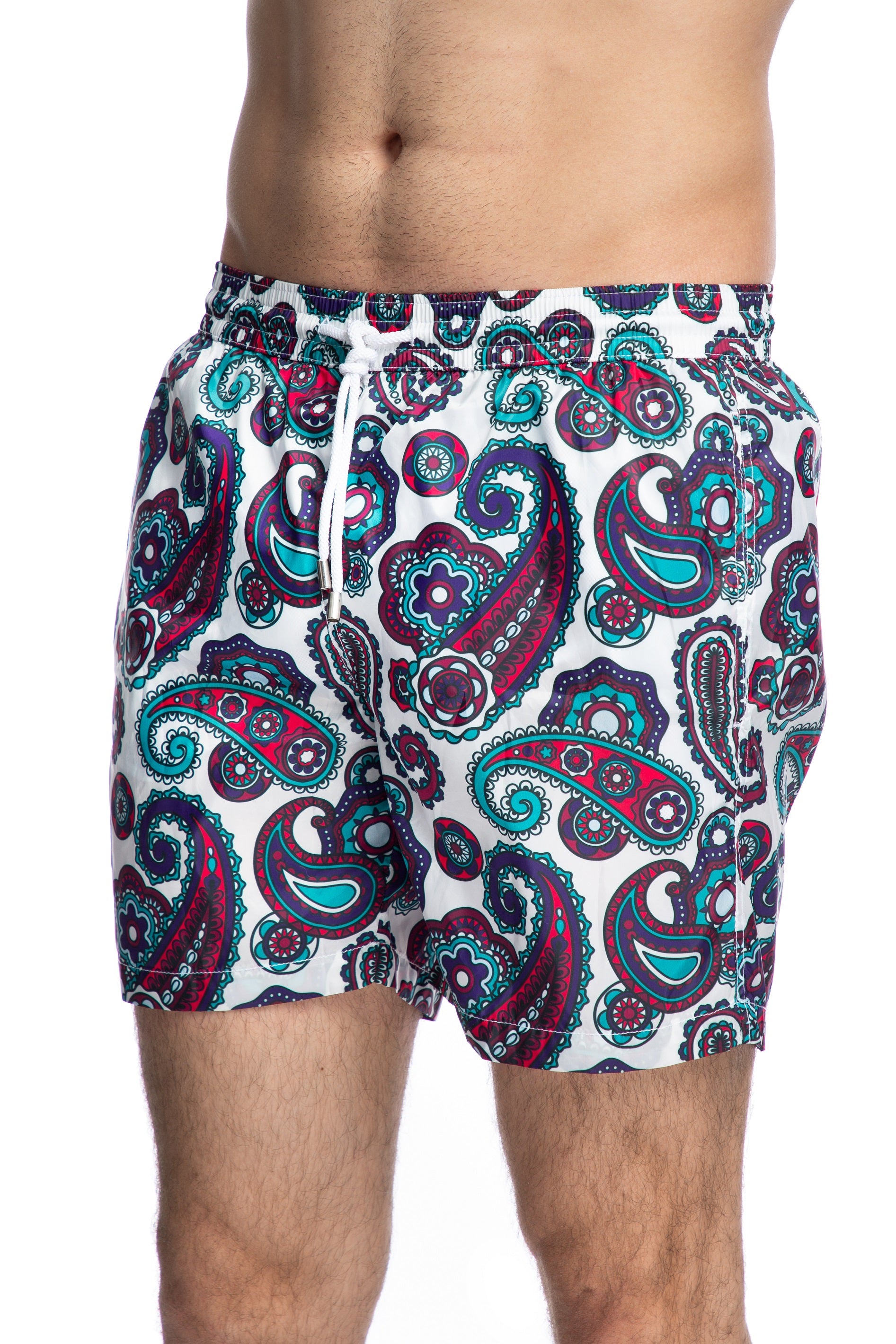 Swimming shorts with multicolored print