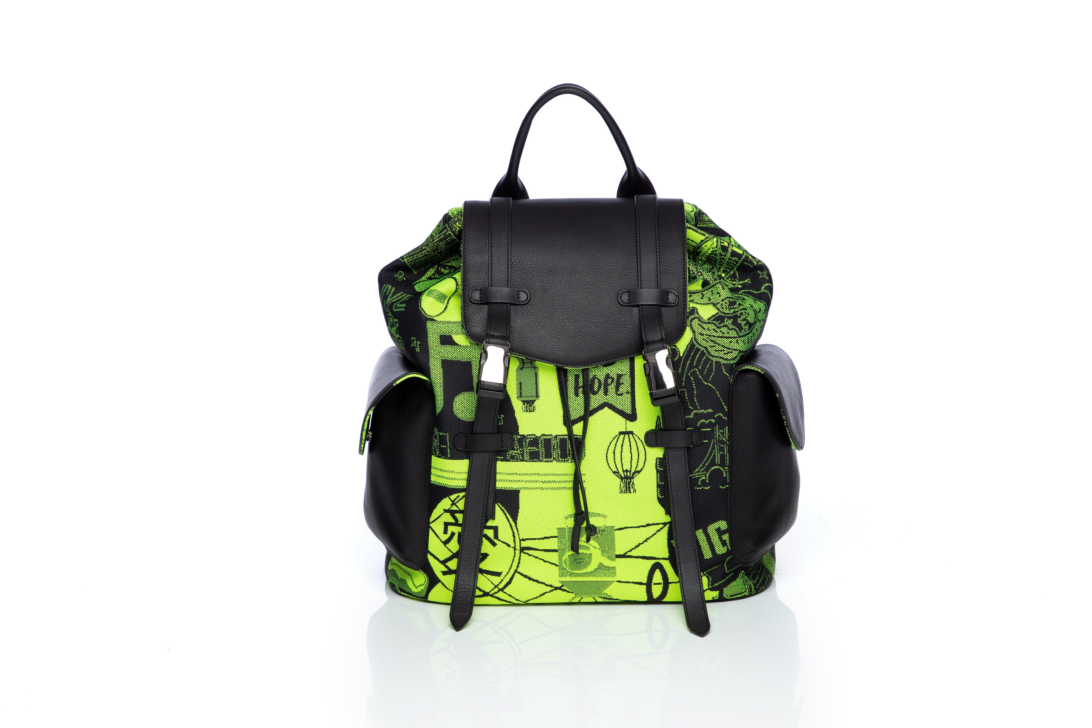 Save The Forests Neon Green Pocket Backpack