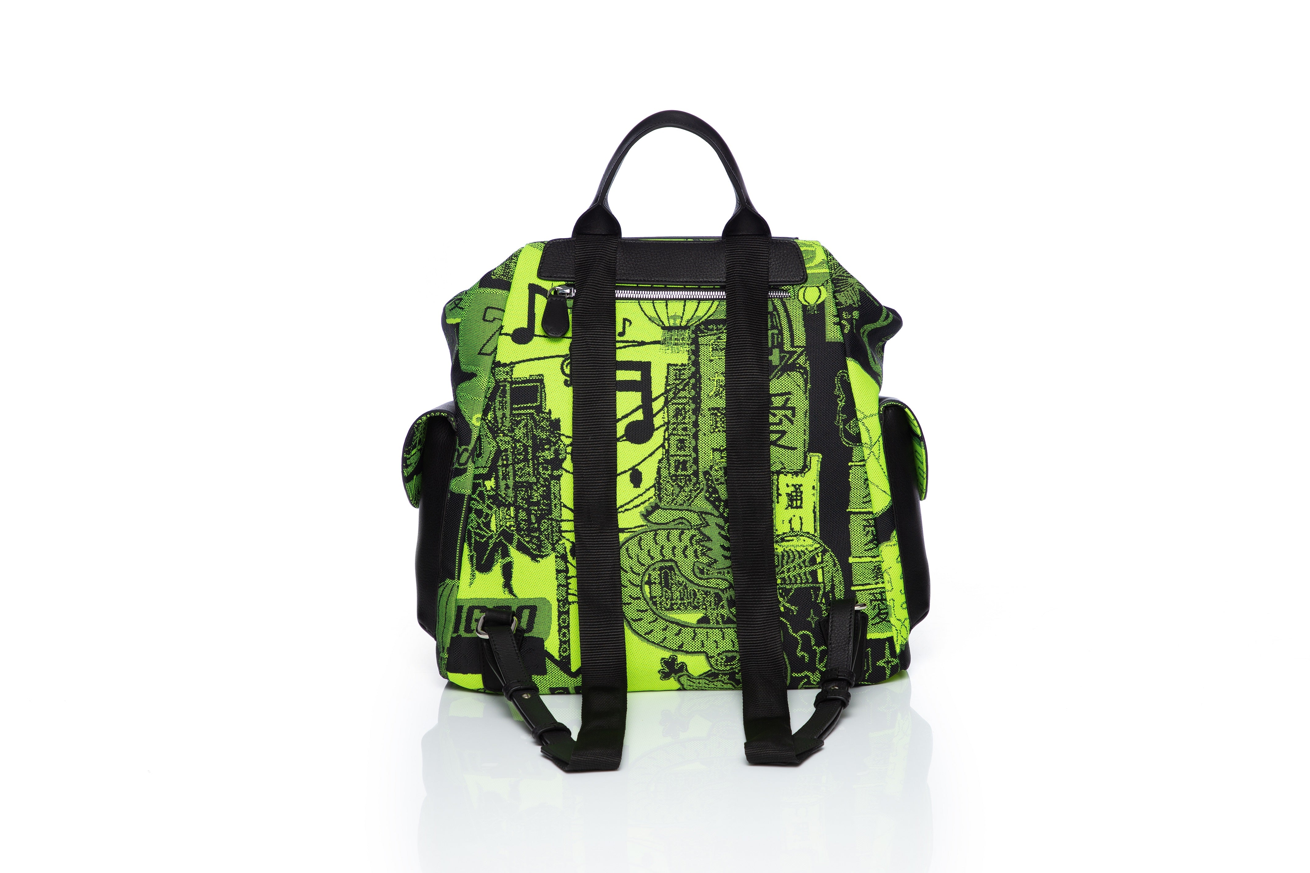 Rucsac Verde Neon cu Buzunare Save The Forests