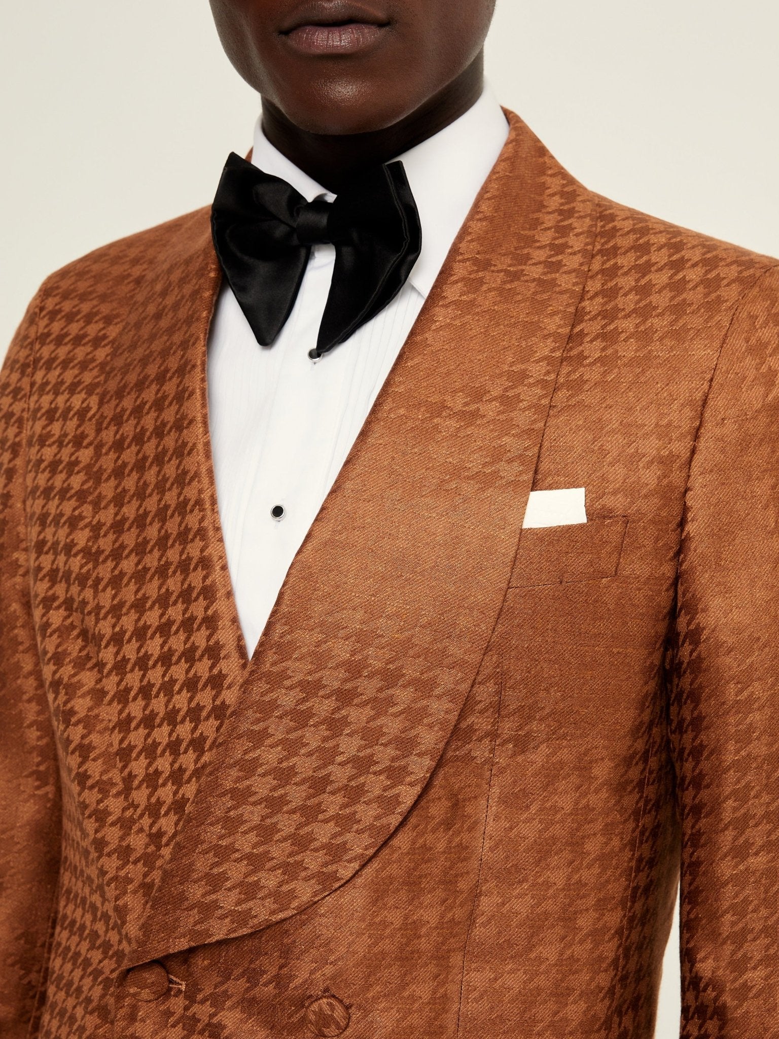 Sacou smoking casmir si matase, tesatura Piacenza, maro - Viggo