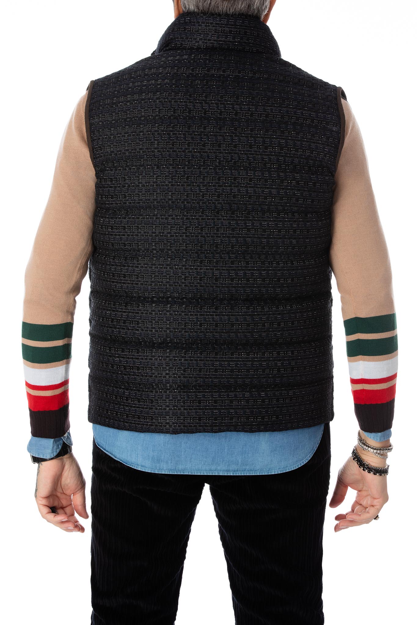 Vesta din puf de gasca cu tesatura metalizata