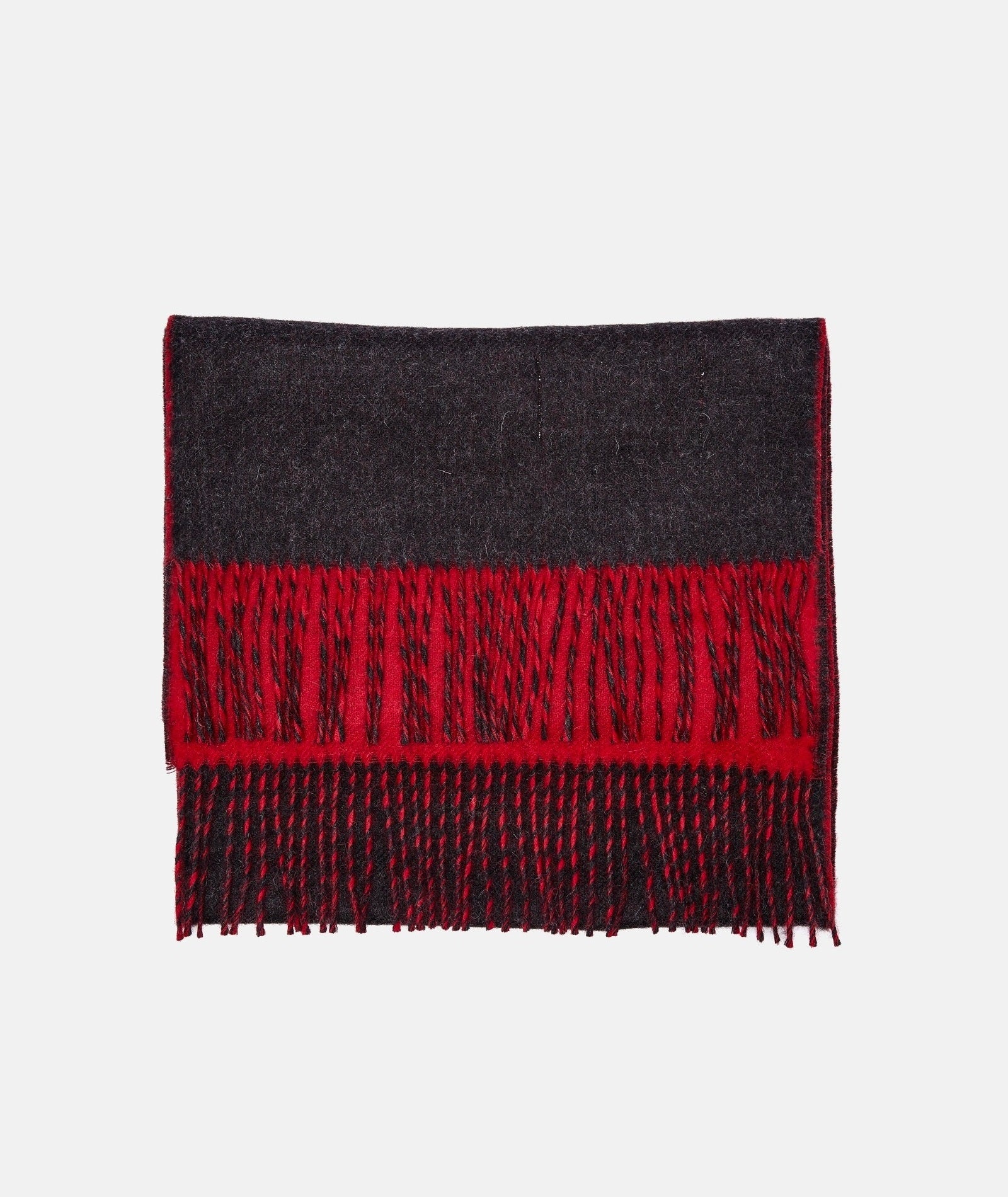 アルパカ ウールの 2 つの顔を持つスカーフ、レッド/ブラック
