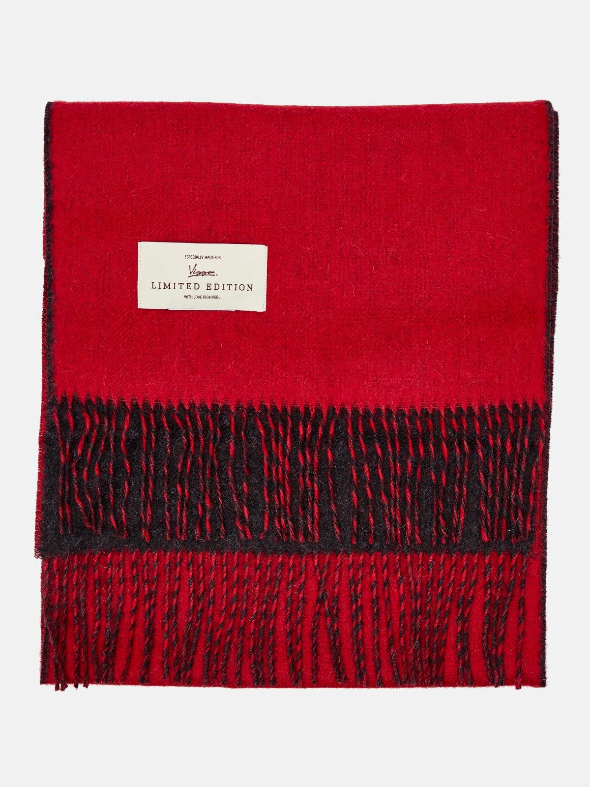Scarf with two faces in alpaca wool, red/black