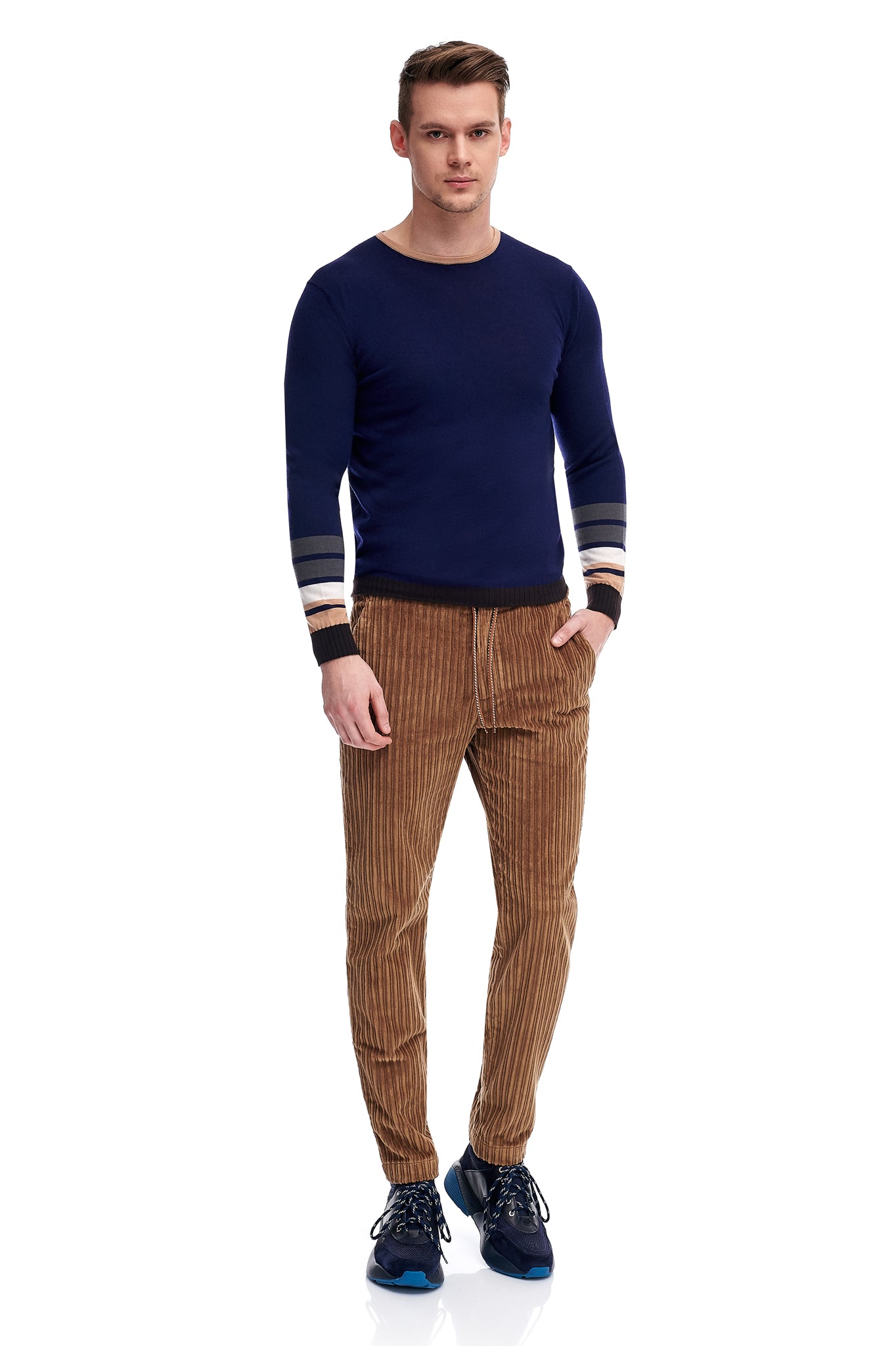 Fine Navy Wool And Cashmere Sweater