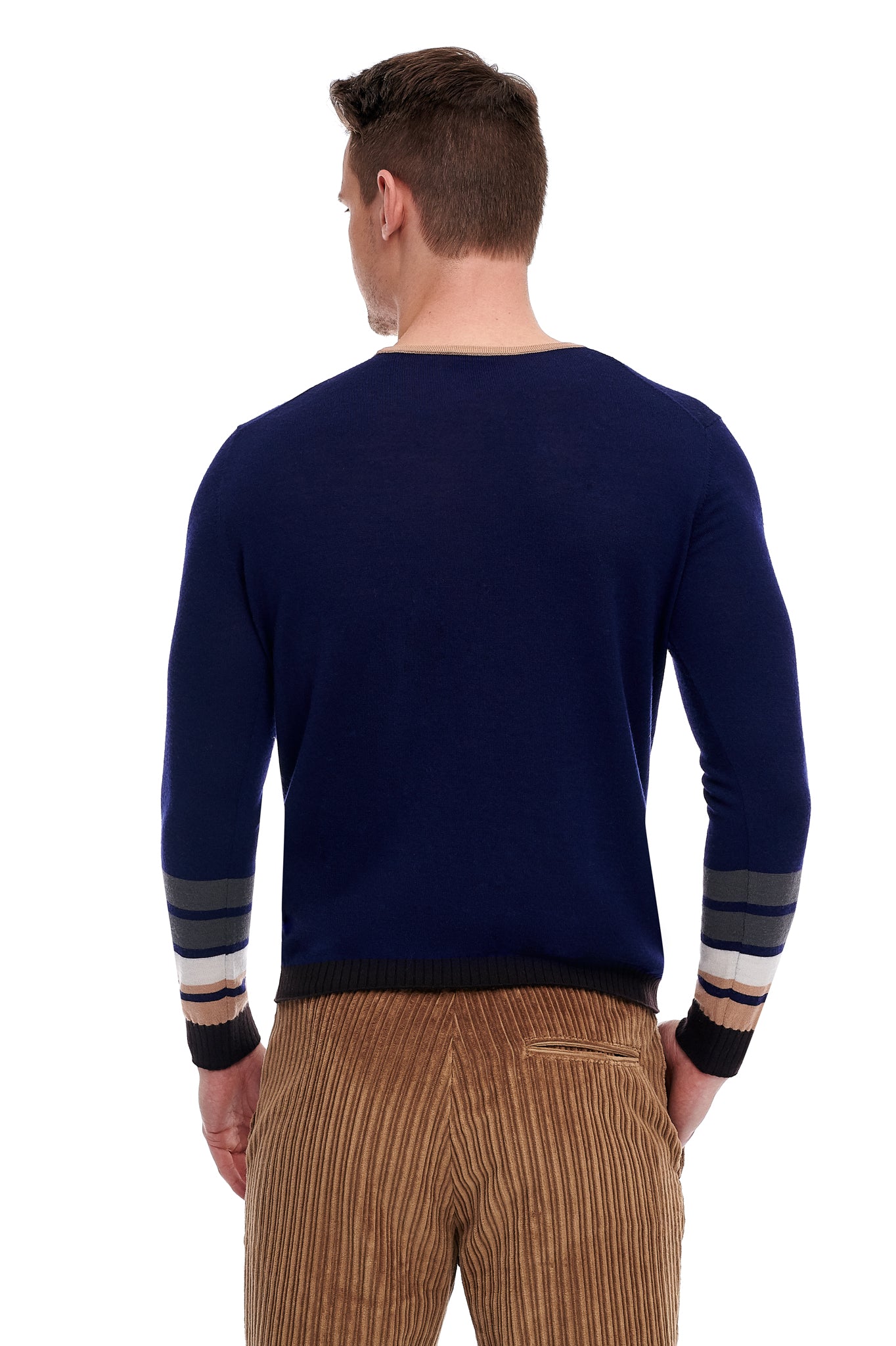 Maglione in lana fine e cashmere blu navy