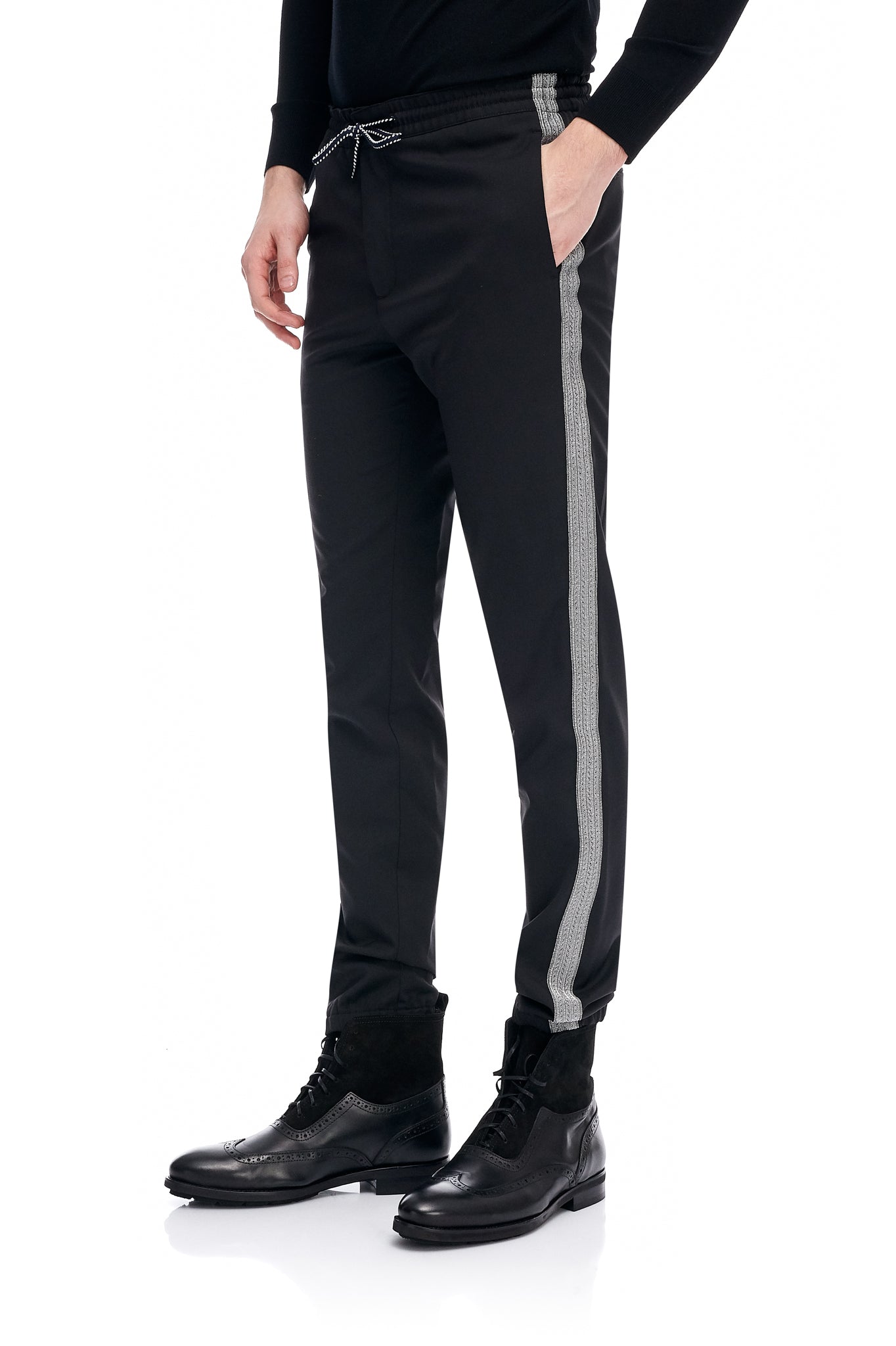 Black virgin wool trousers