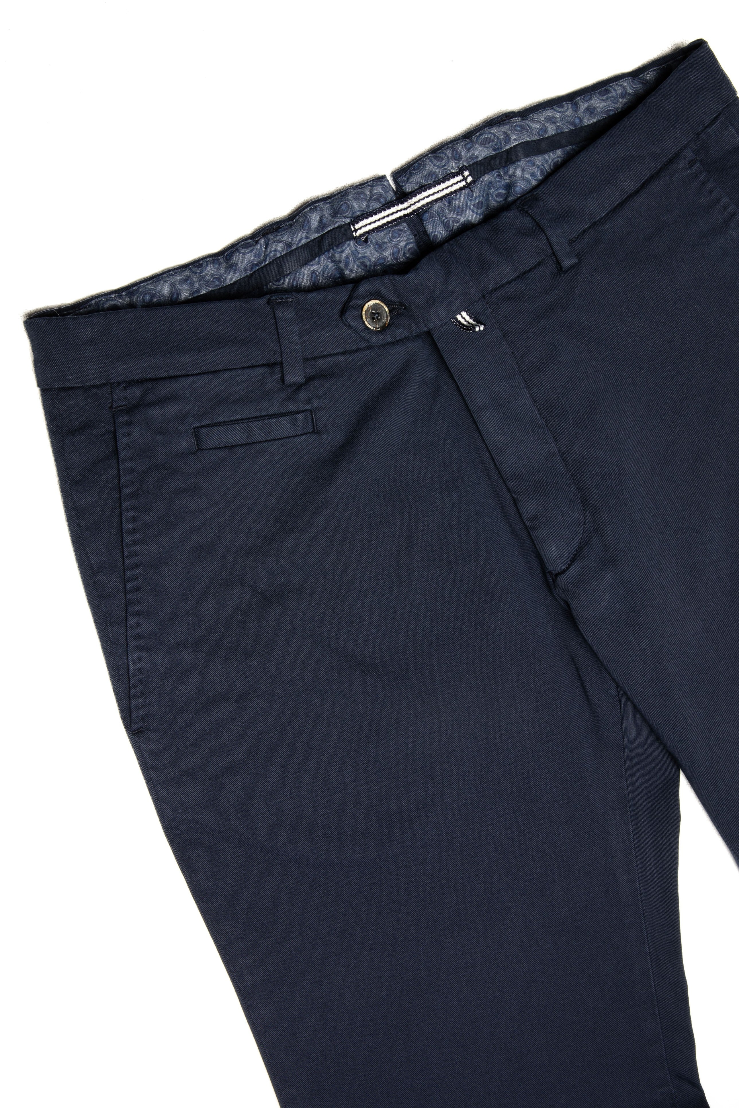 Navy Blue Cotton Casual Chinos