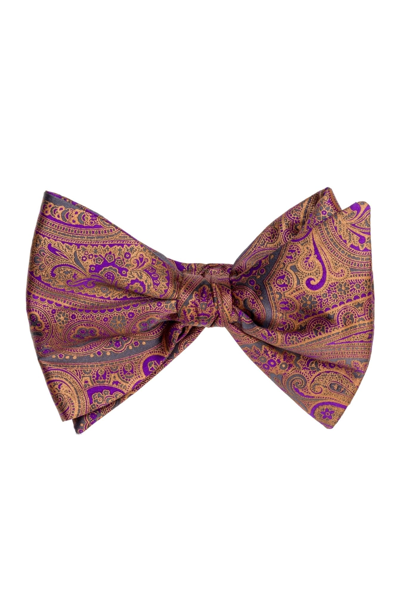 Fly Purple Paisley Bow - Tie - Traditional Hand Print - Viggo