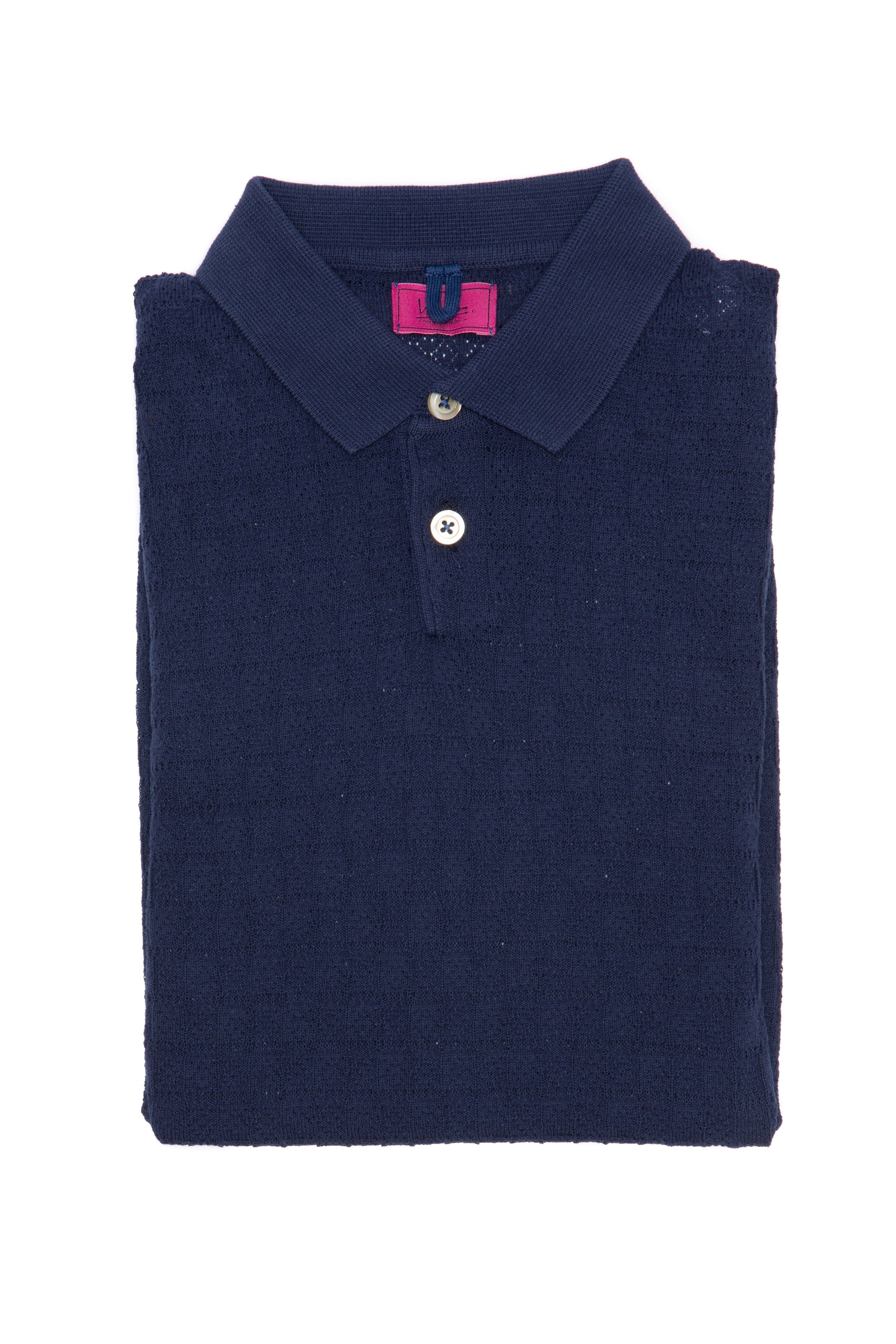 Navy Blue Casual T-Shirt With Polo Collar