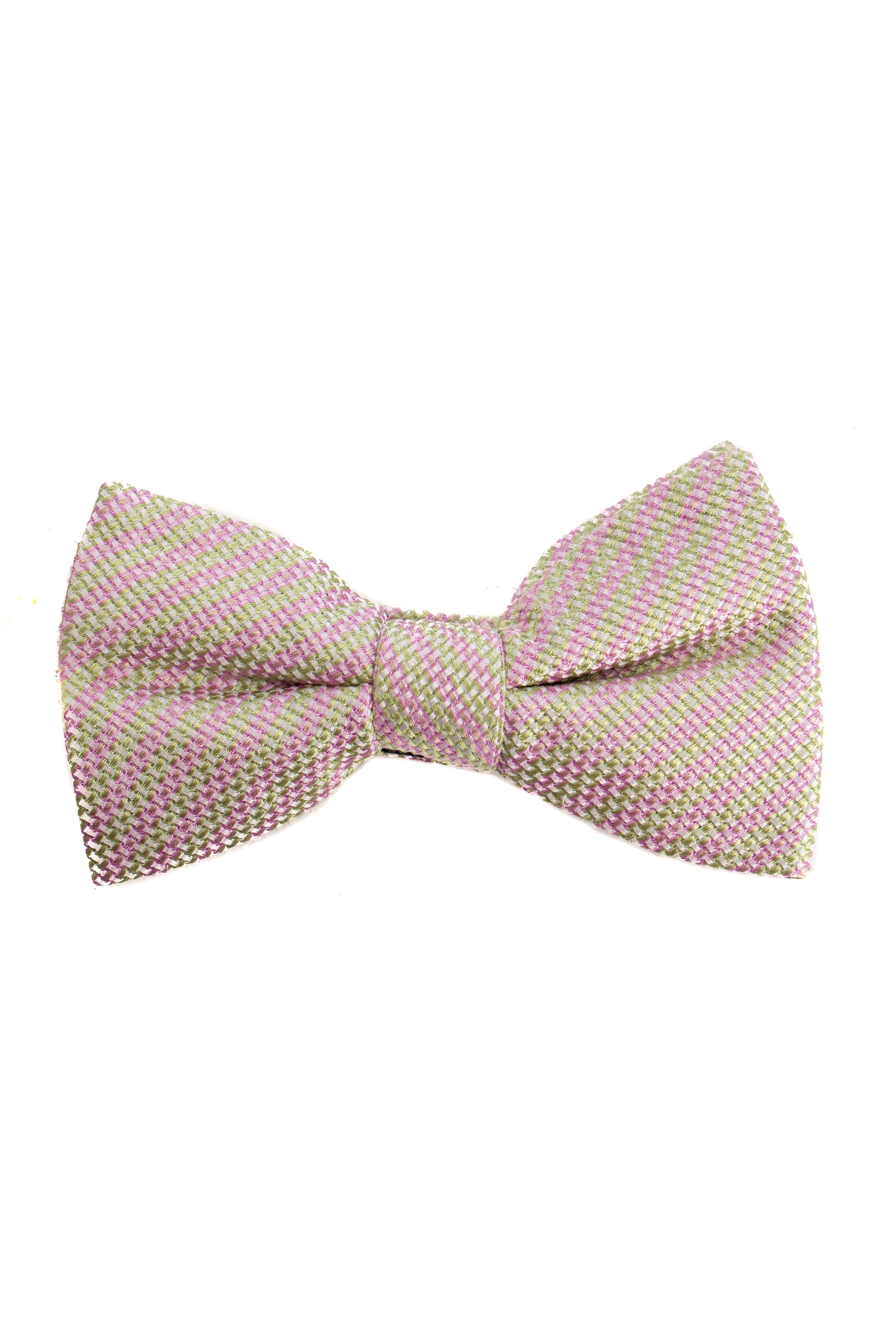 Lilac Bow Tie With Green Stripes