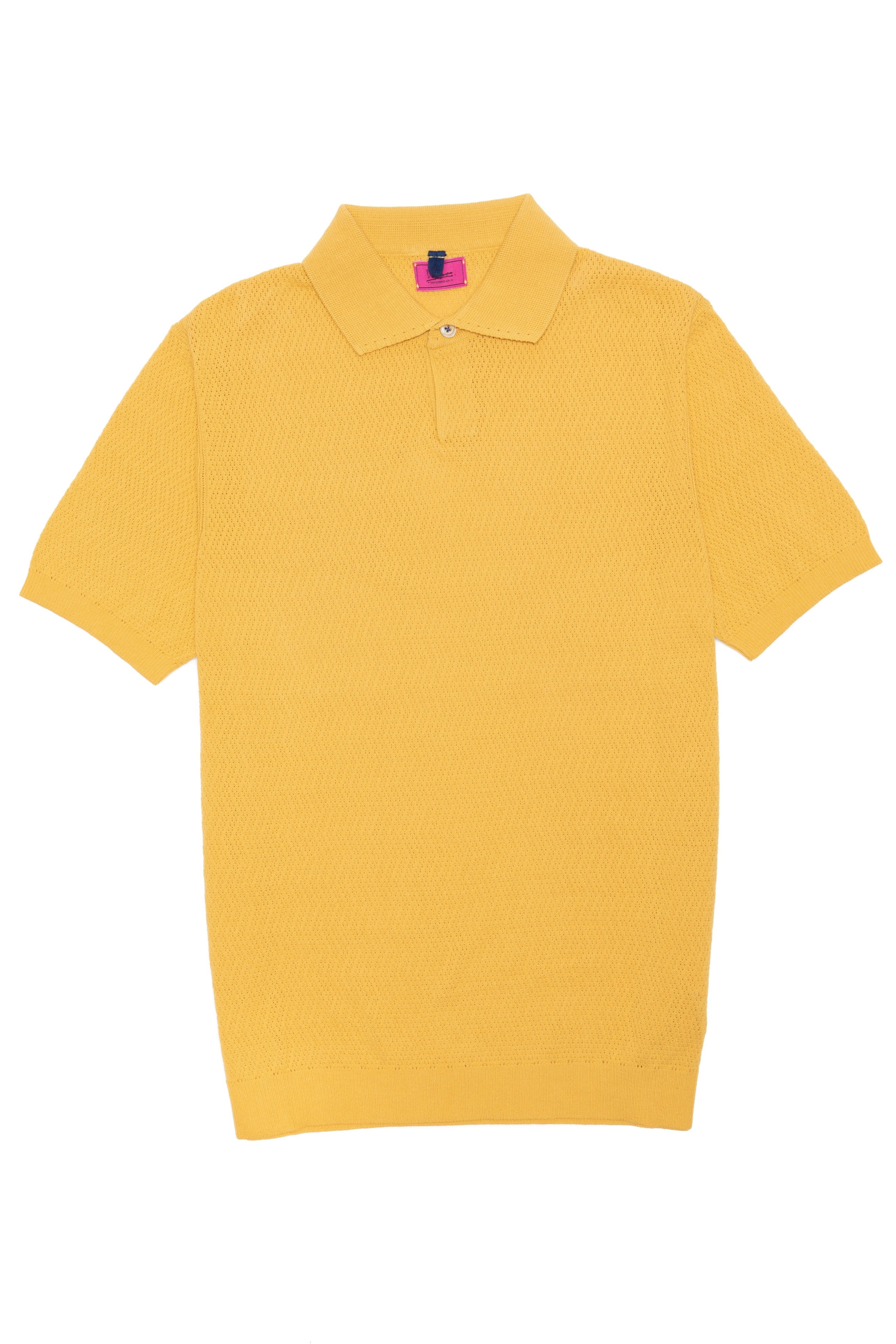 T-shirt casual gialla con collo a polo