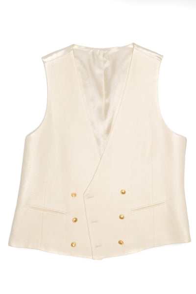 Cream Casual Vest With 2 Rows Of Buttons