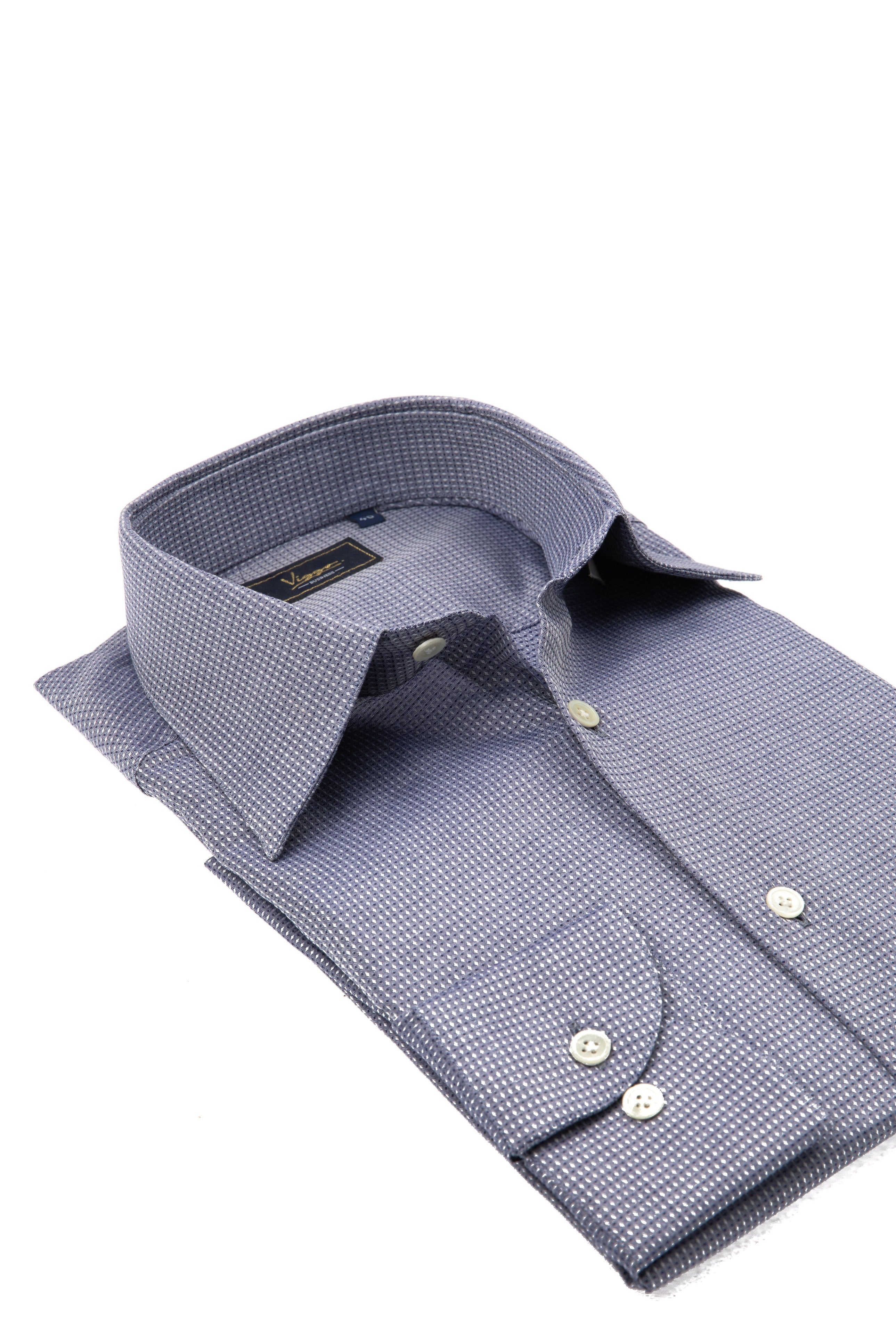 Gray Business Shirt With White And Navy Blue