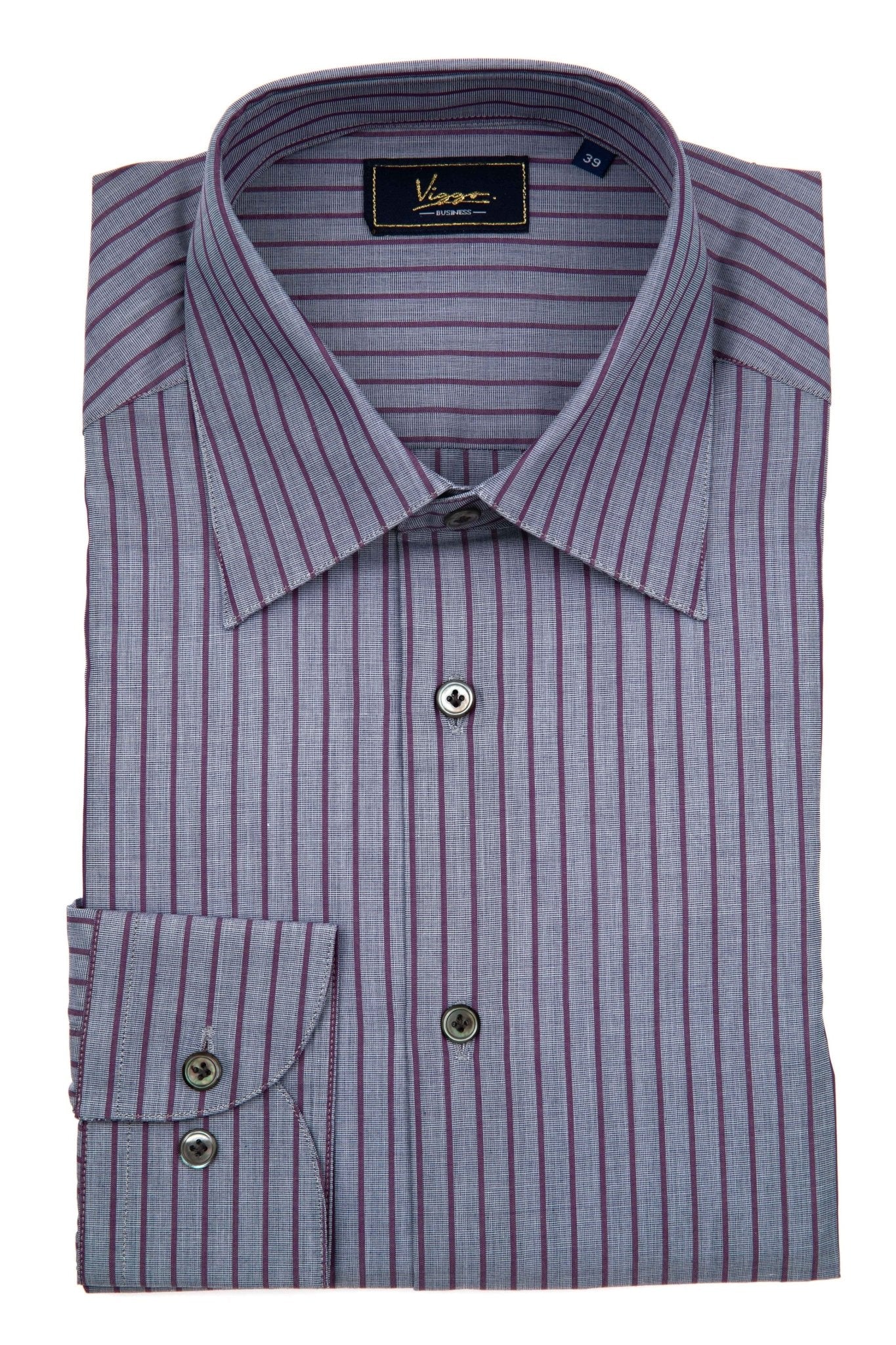 Camasa Business Gri Cu Dungi Mov - Viggo