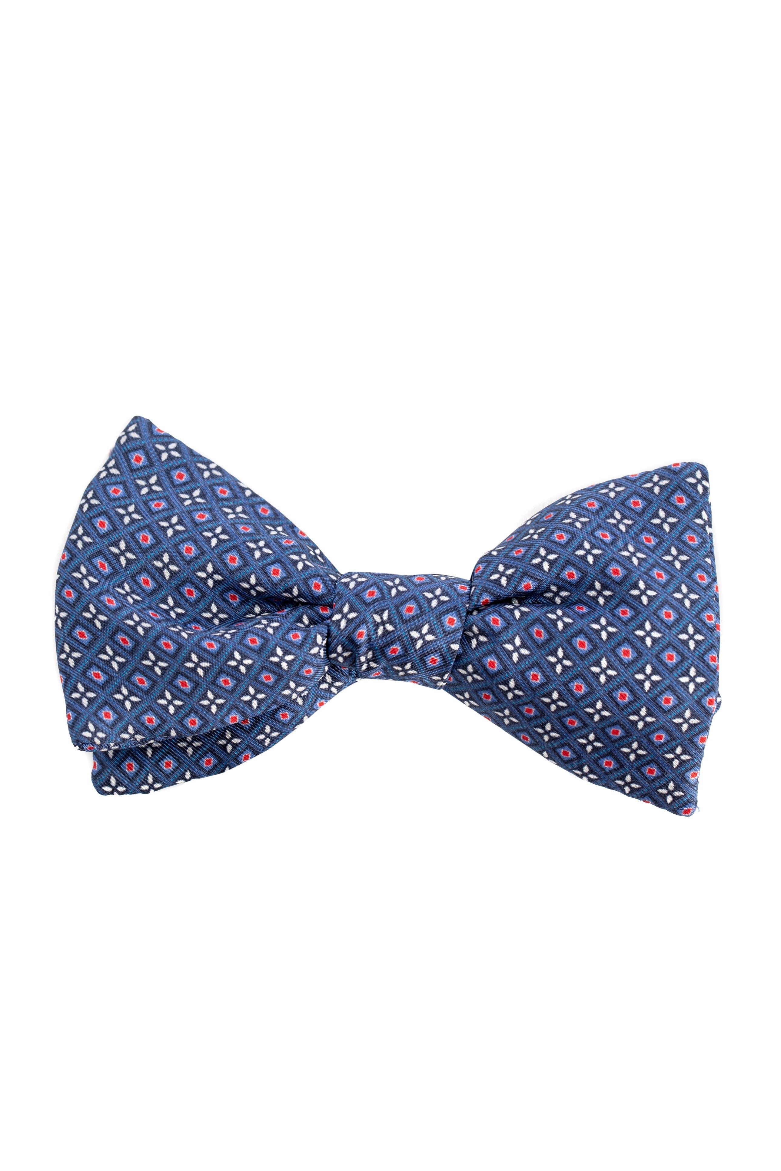 Blue Bow Tie With Floral Pattern