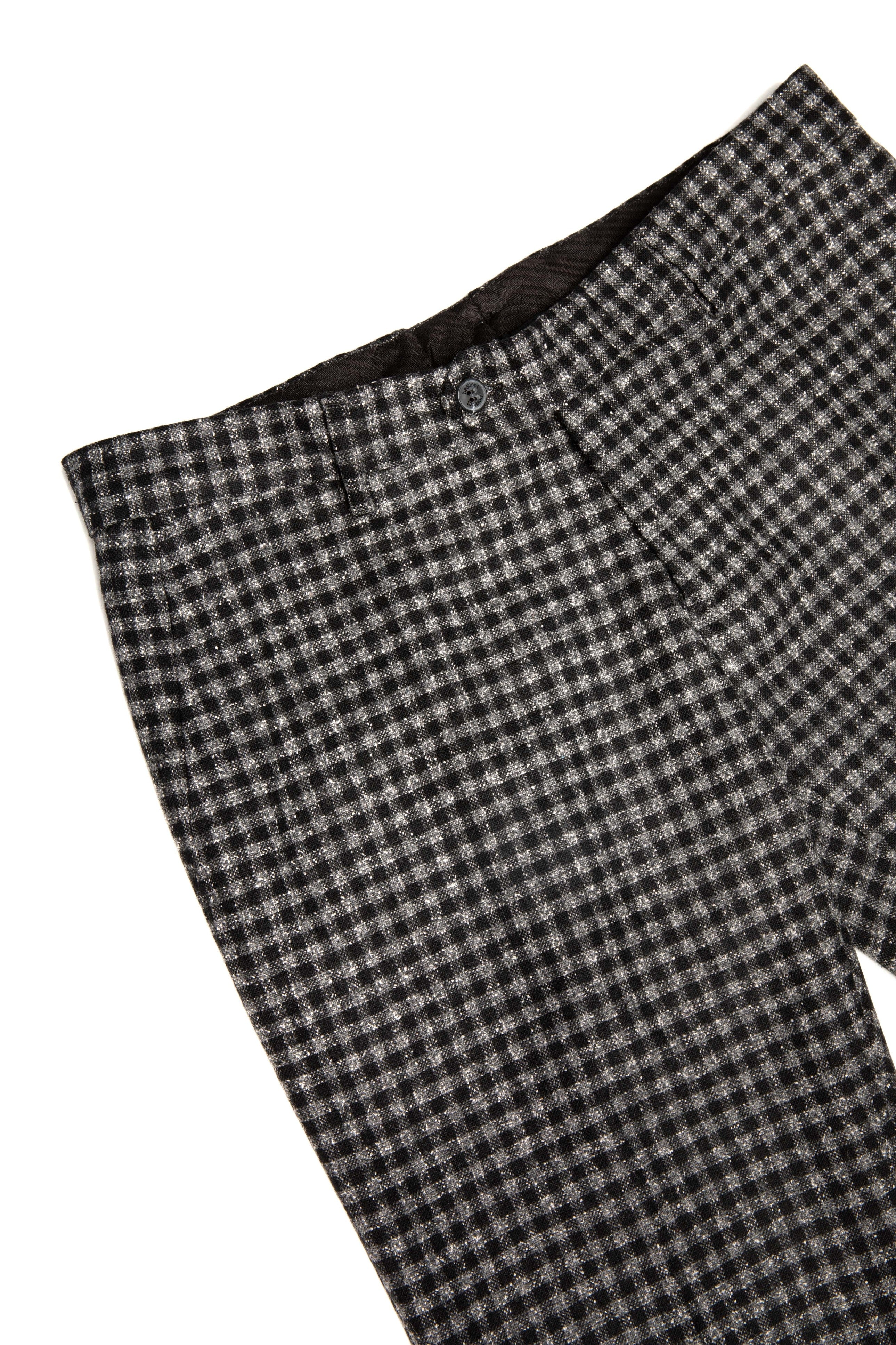 Pantaloni casual grigi con piccoli quadri neri