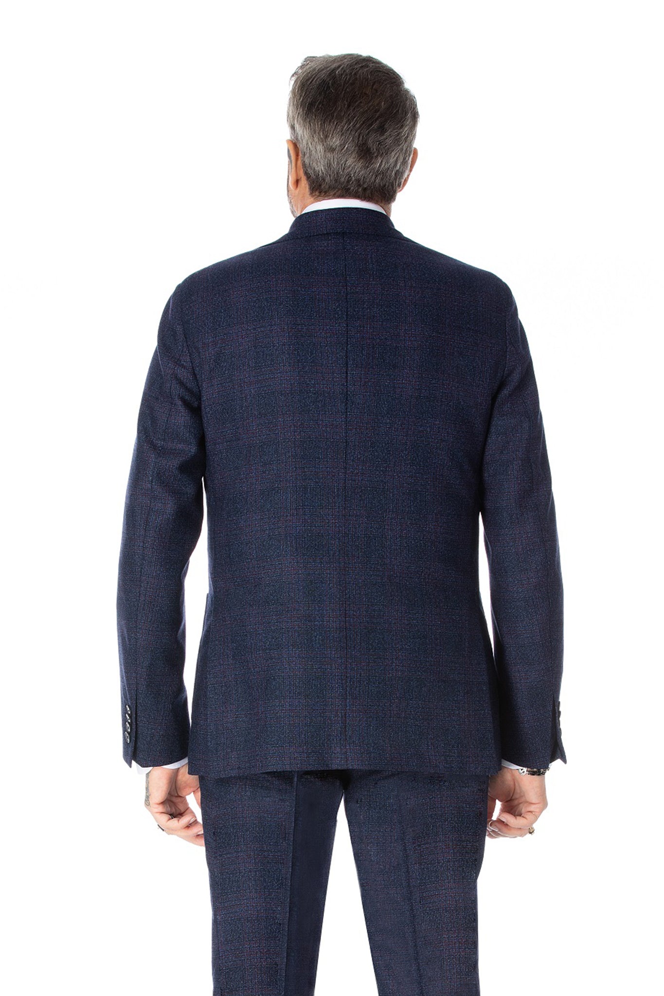 Costum doua piese navy in carouri Prince of Wales, tailored fit