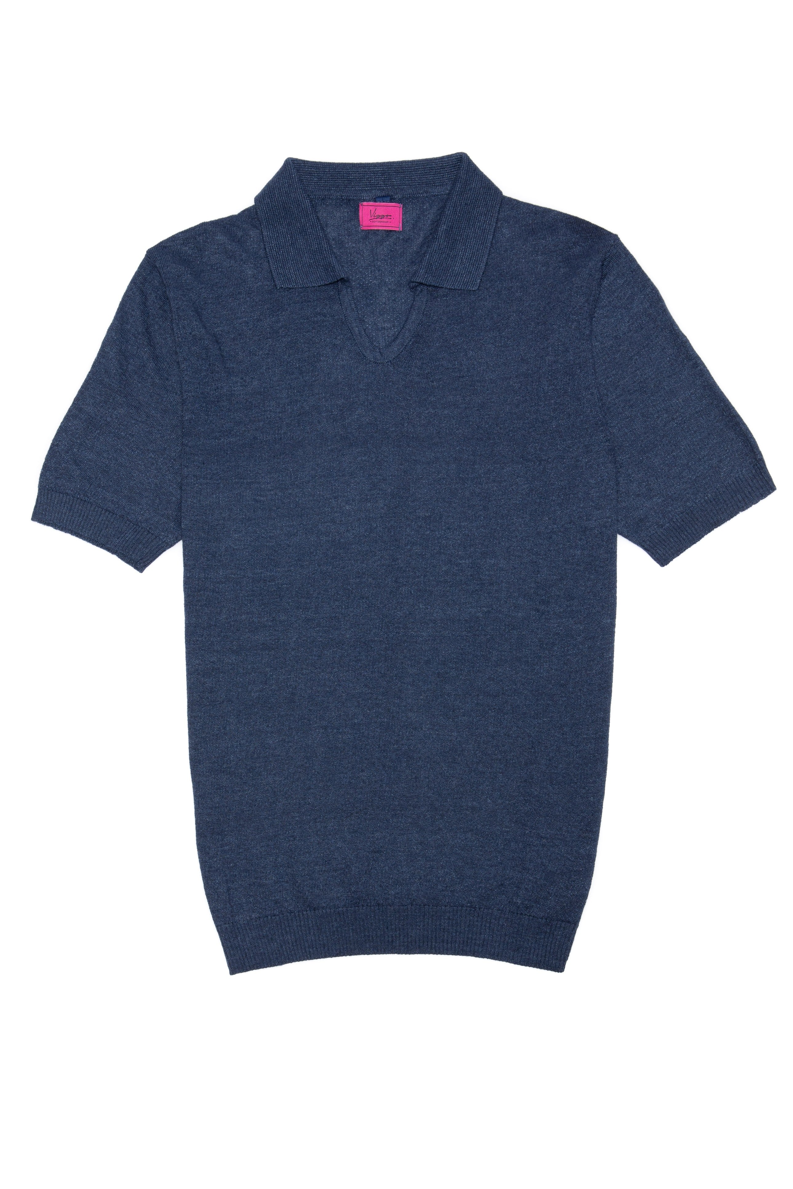 T-shirt casual blu navy con colletto a polo
