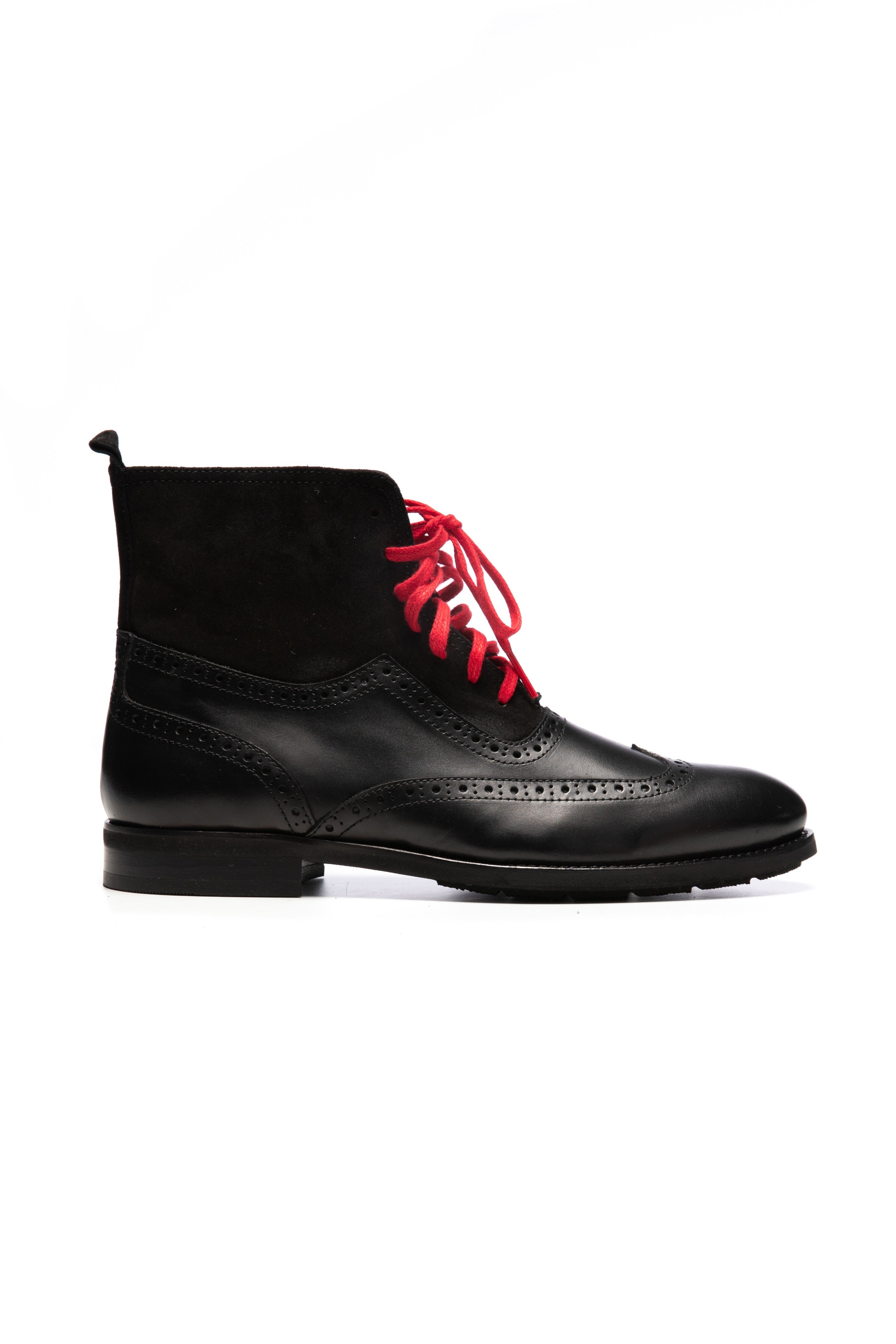 Black brogue model boots