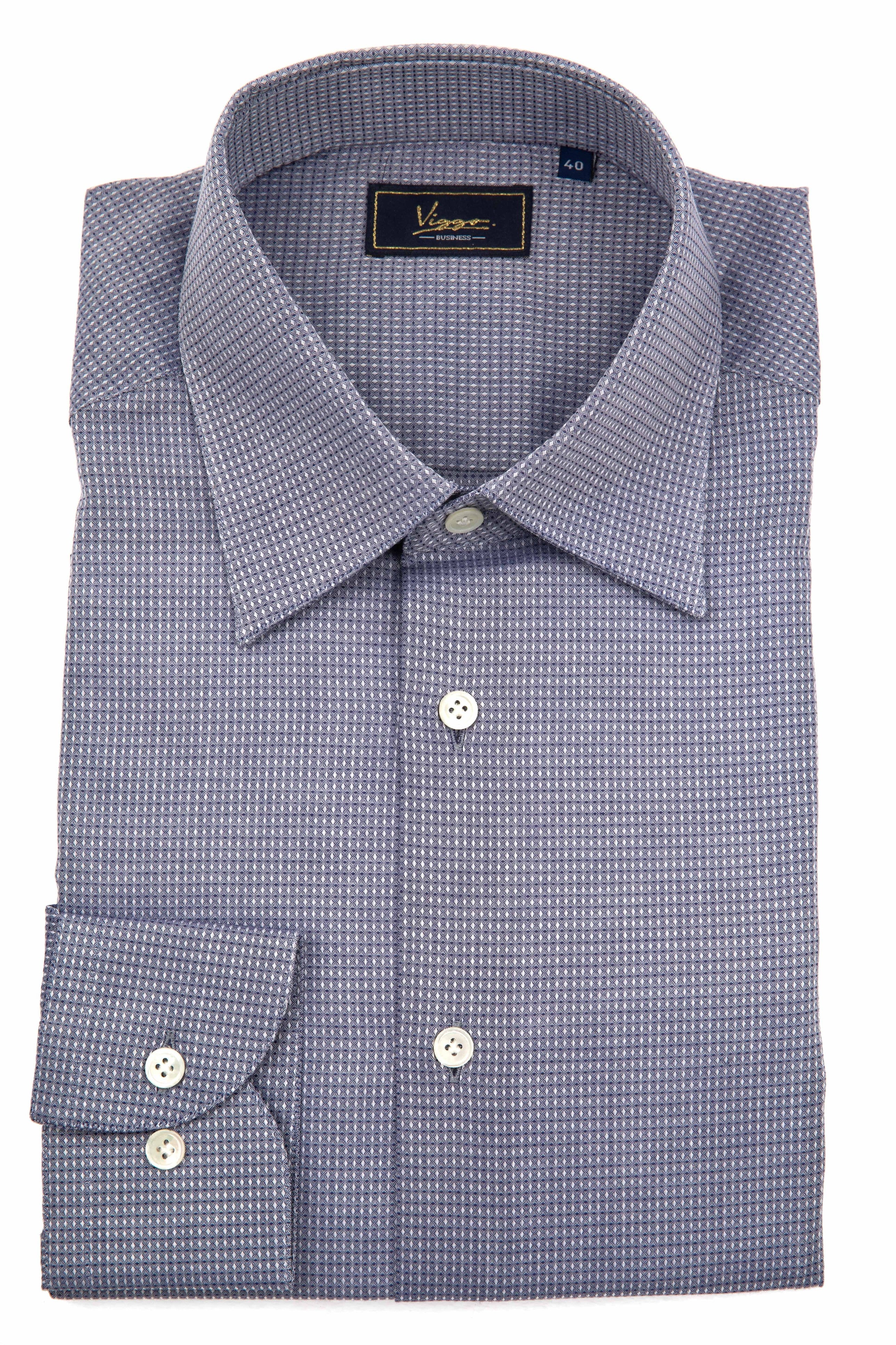 Gray Business Shirt With White And Navy Blue