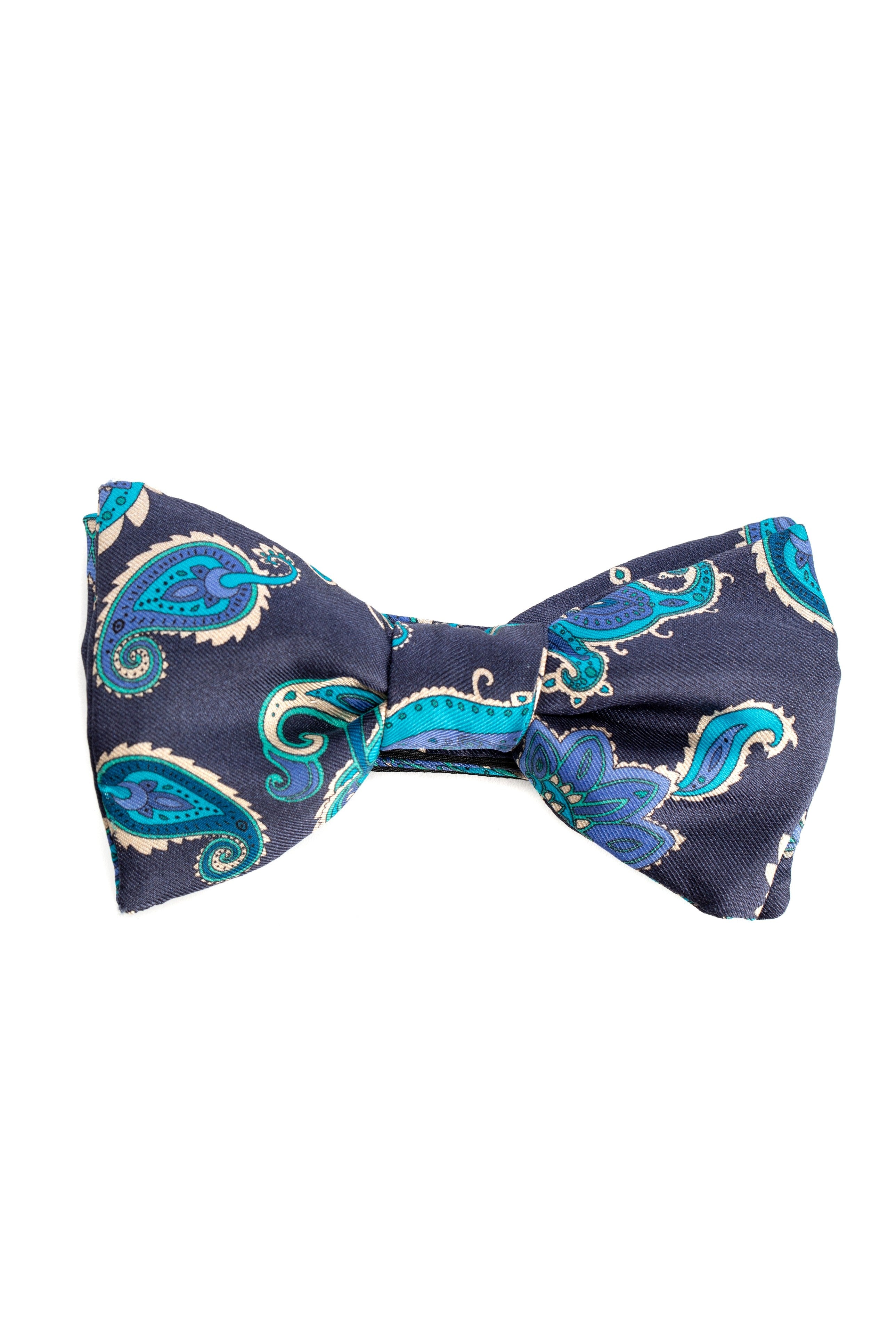 Navy Blue Paisley Pattern Bow Tie