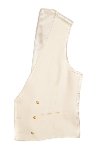 Cream Casual Vest With 2 Rows Of Buttons