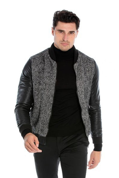 Jacket With Leather Sleeves